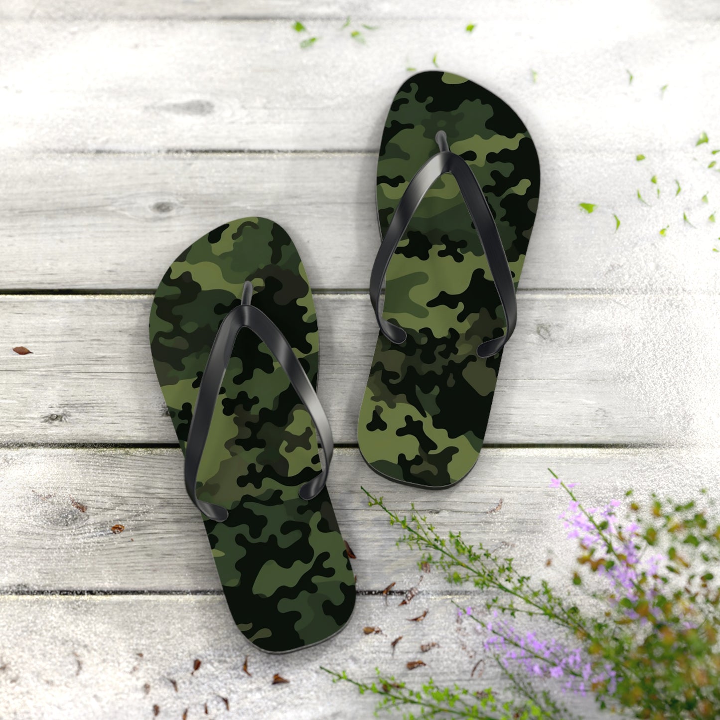Green Camo Flip Flops