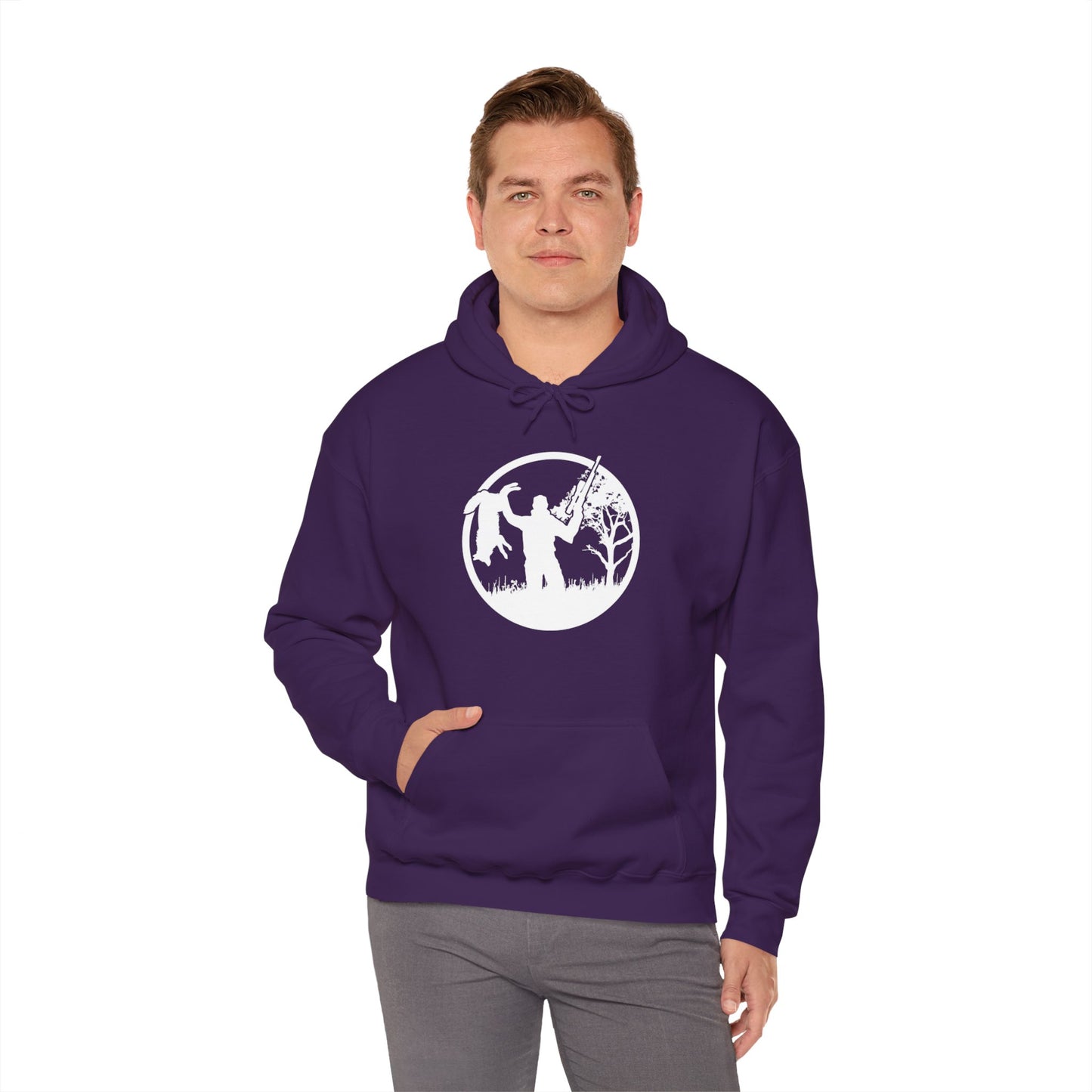 Coyote Hunter Holding Coyote White Circle Hooded Sweatshirt