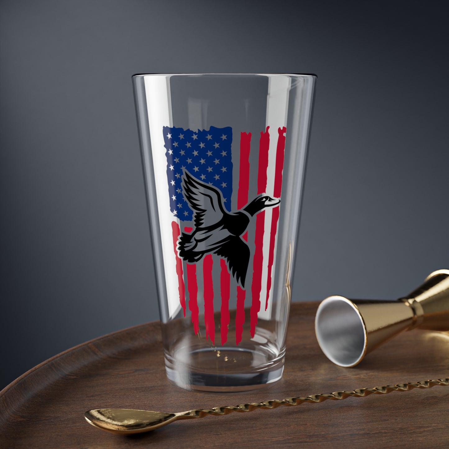 Duck Hunting American Flag Pint Glass