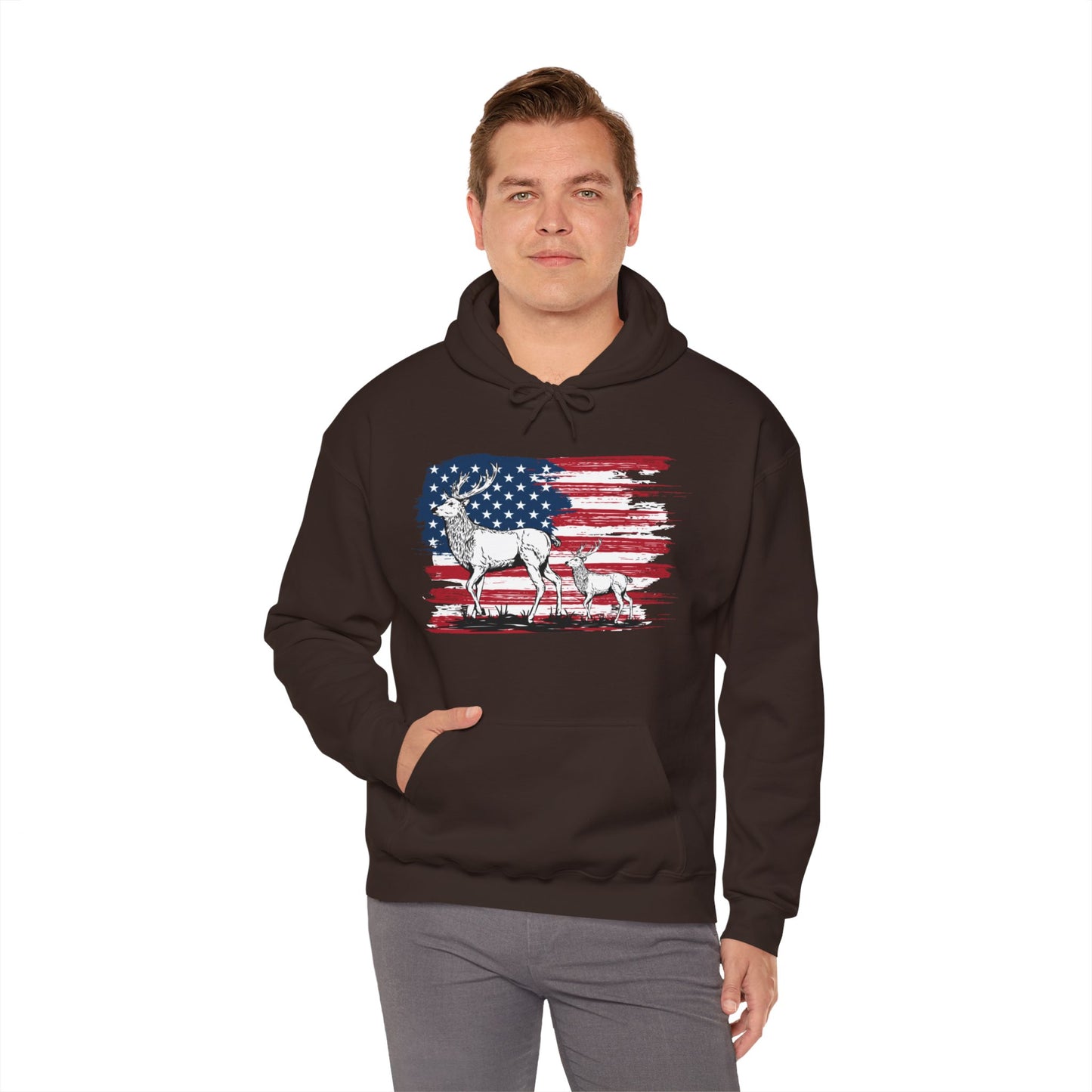 Elk American Flag Hooded Sweatshirt