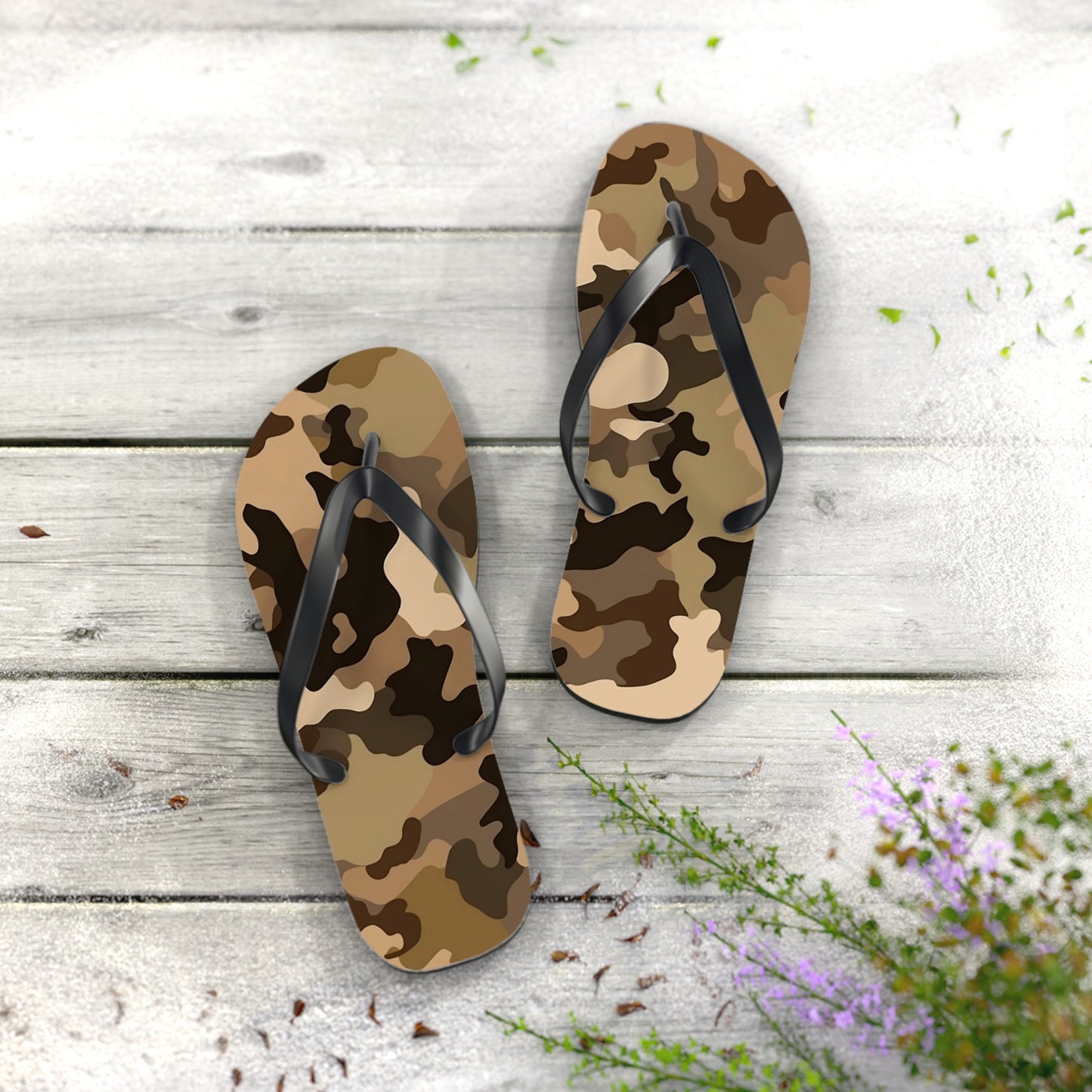 Brown Camo Flip Flops