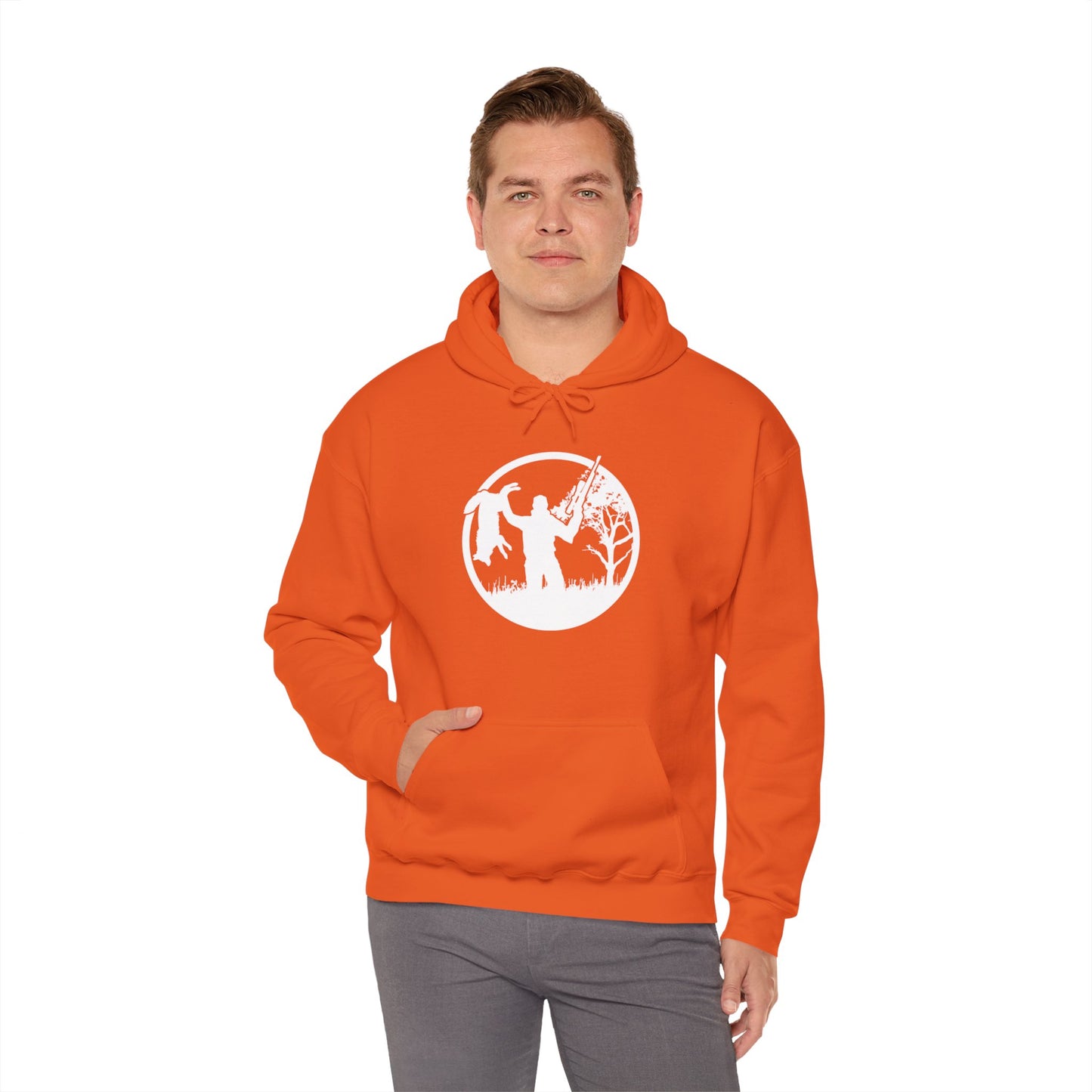 Coyote Hunter Holding Coyote White Circle Hooded Sweatshirt