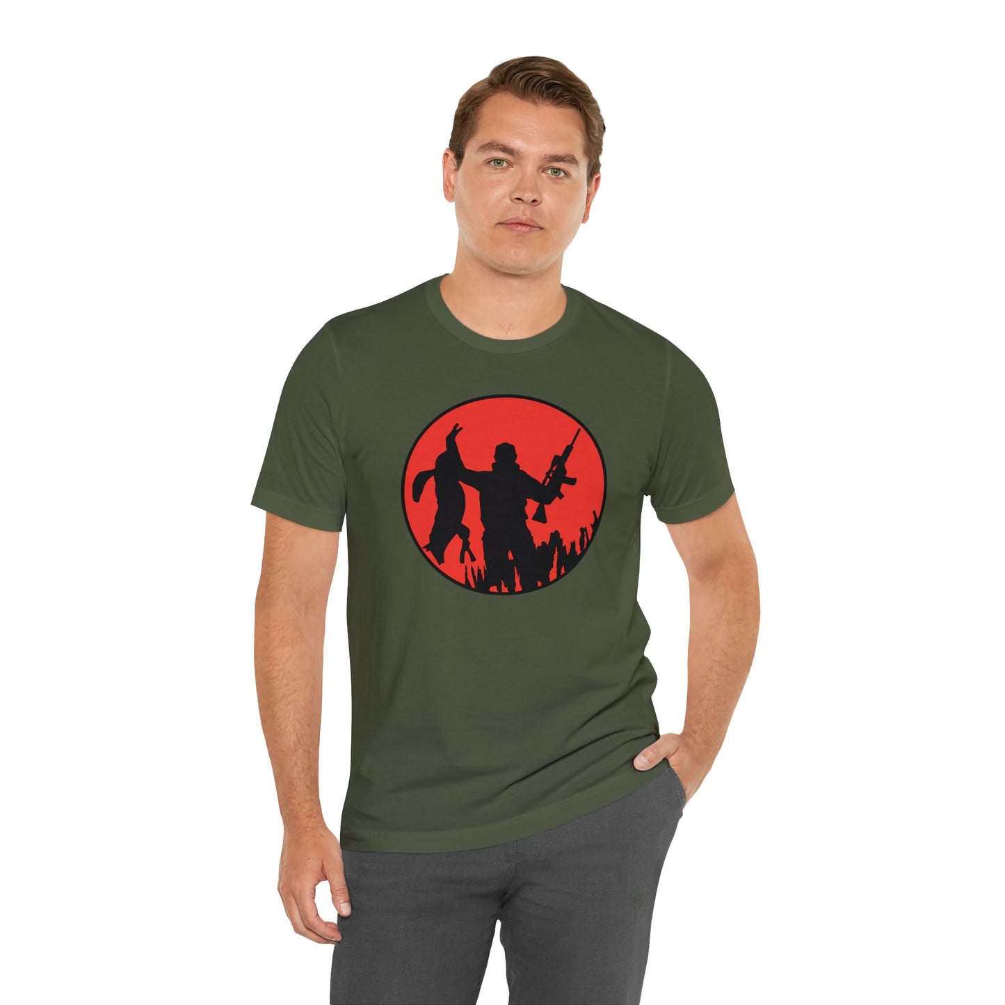 Coyote Hunter Holding Coyote Red Circle T-Shirt