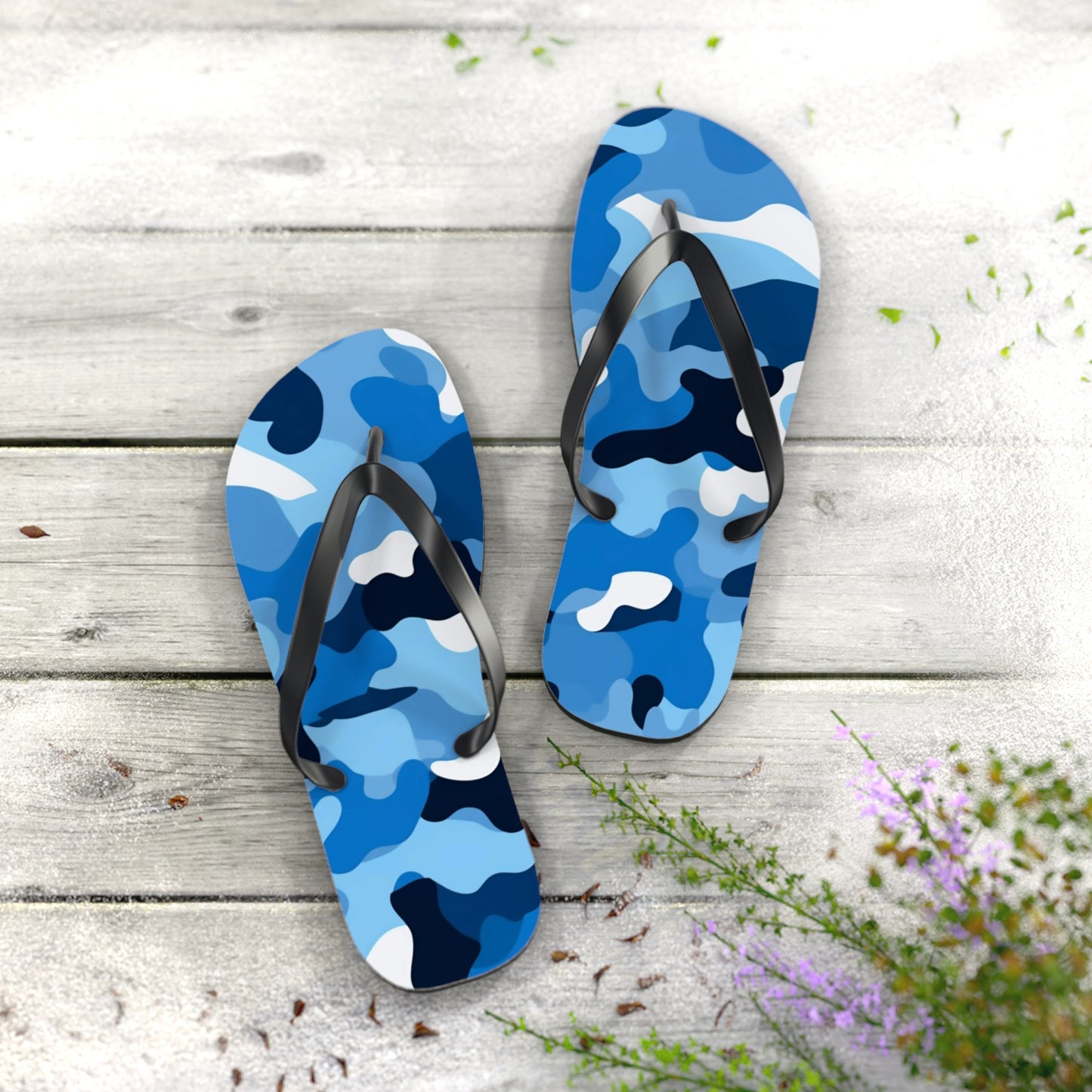 Blue Camo Flip Flops