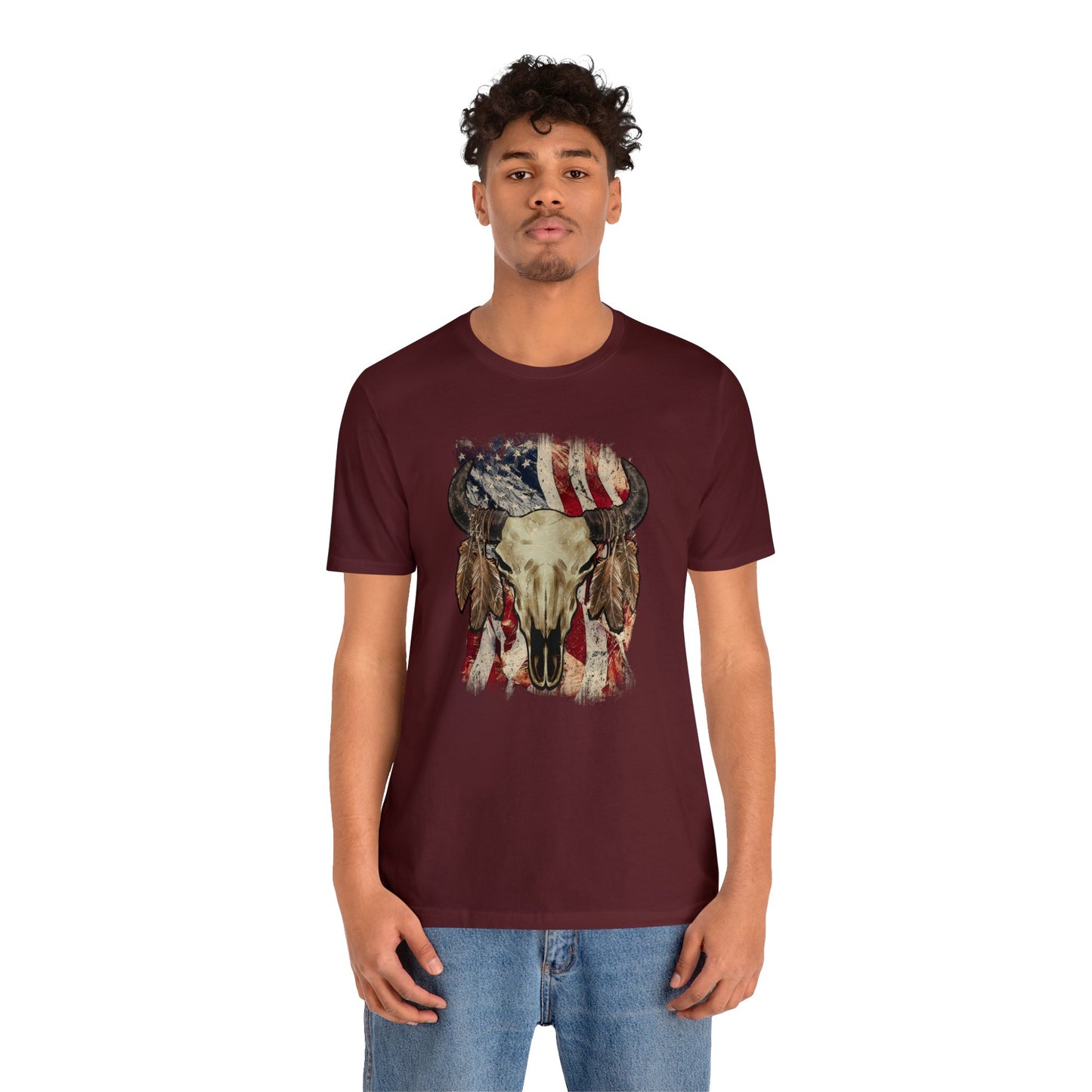 Bison Head American Flag T-Shirt