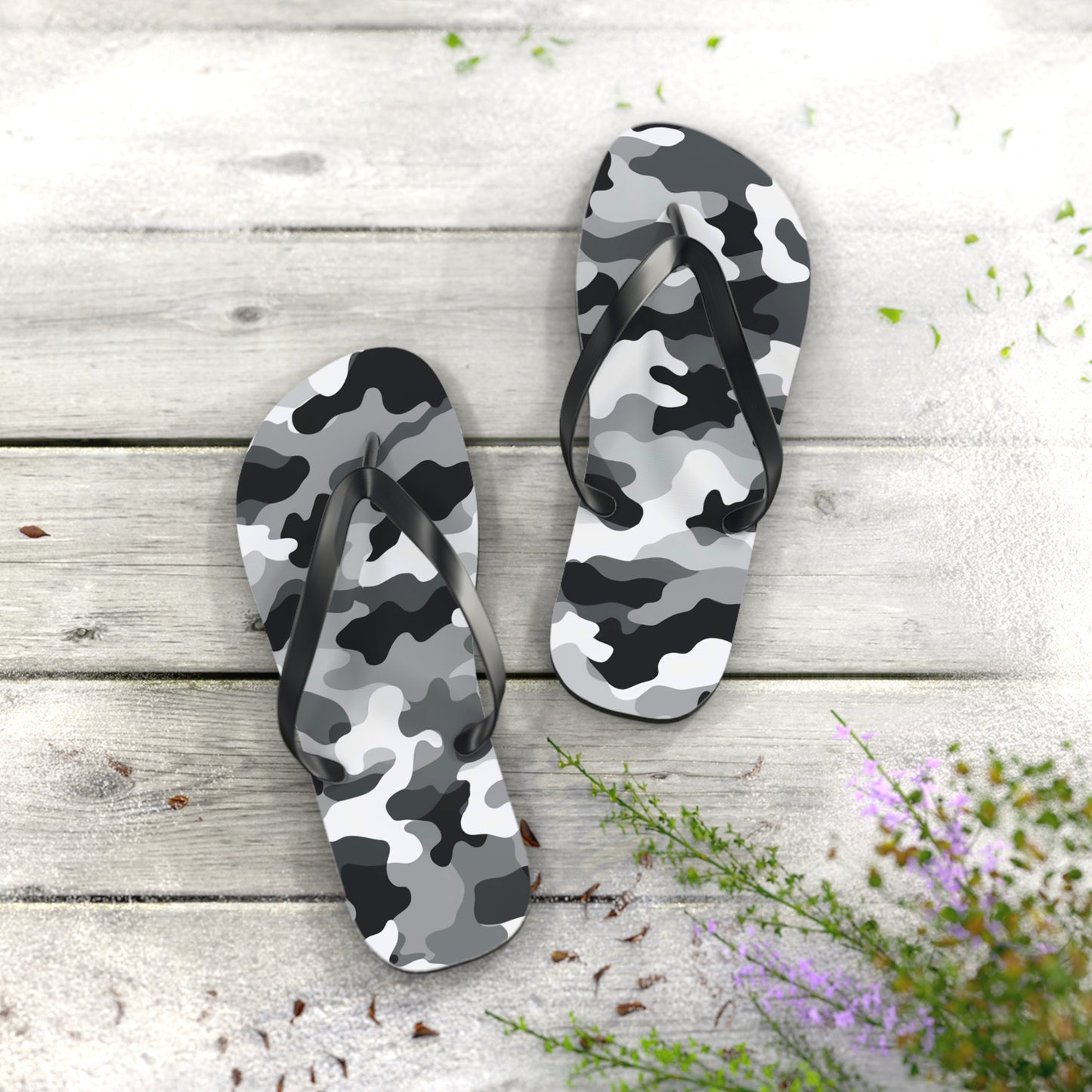 White Camo Flip Flops