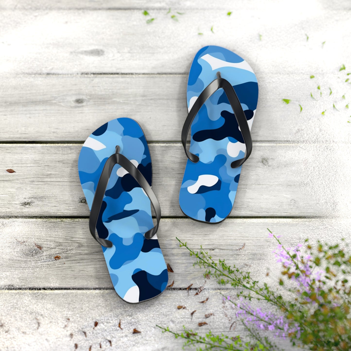 Blue Camo Flip Flops