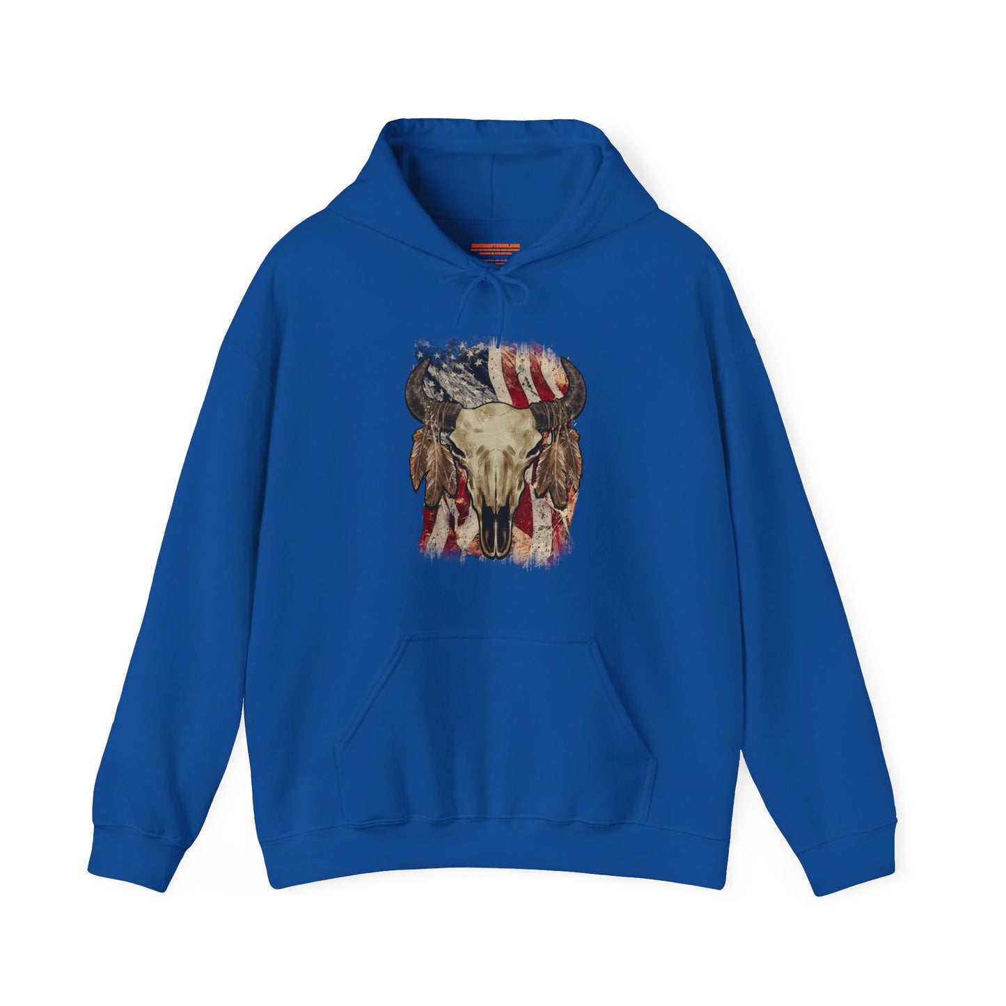 Bison Head American Flag Hooded Sweatshirt