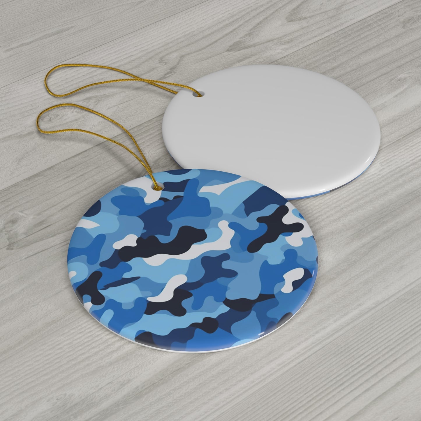 Blue Camo Ceramic Christmas Ornament