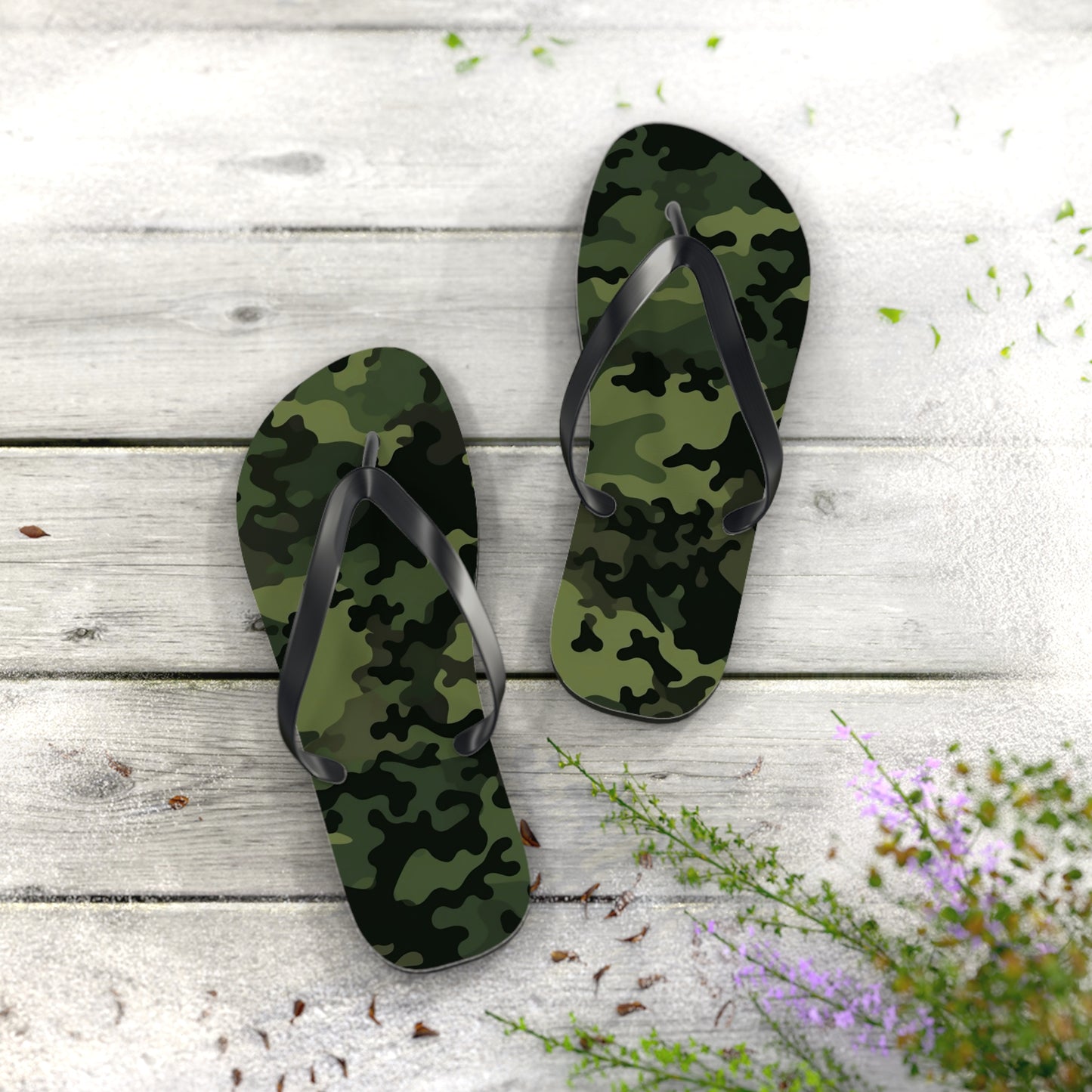 Green Camo Flip Flops