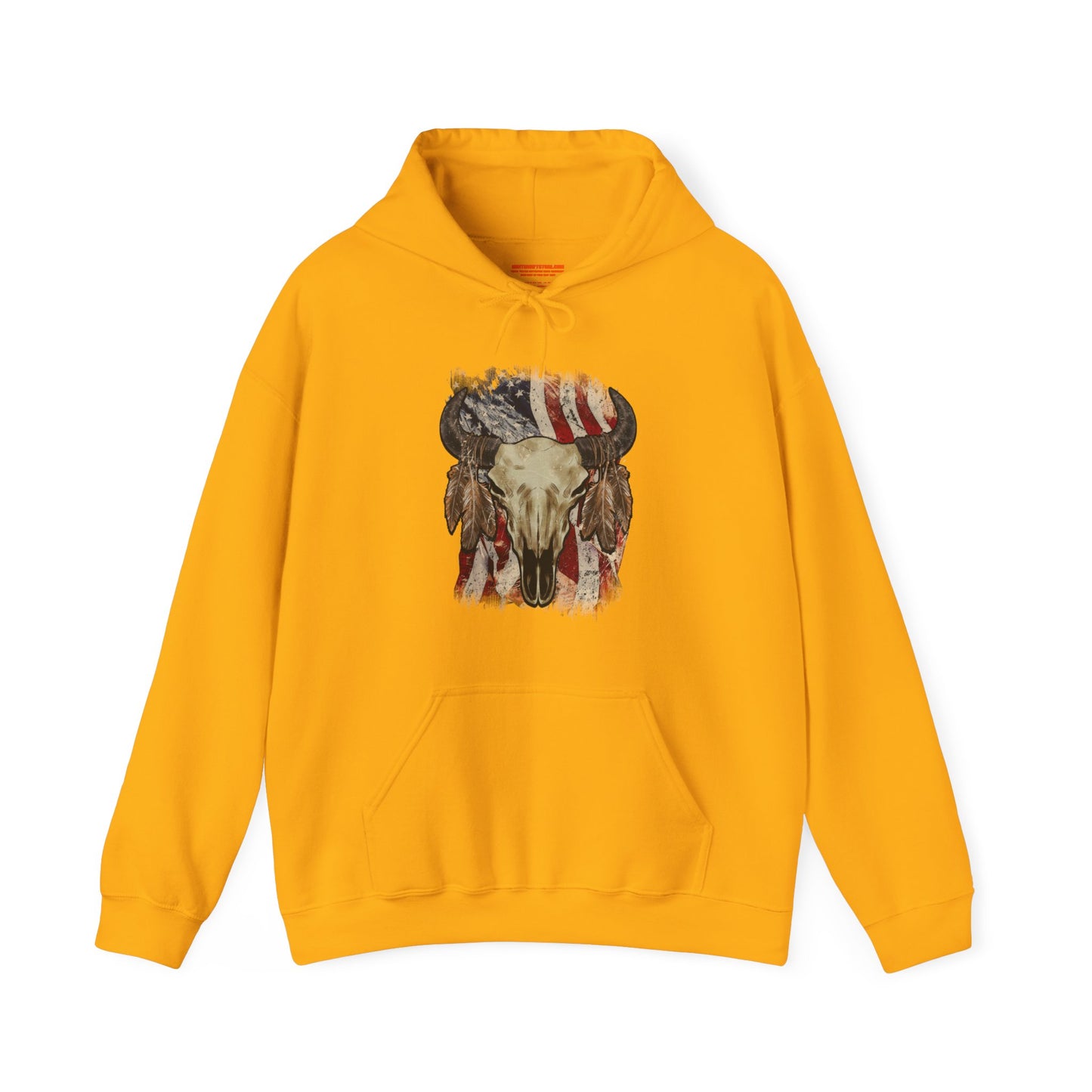 Bison Head American Flag Hooded Sweatshirt