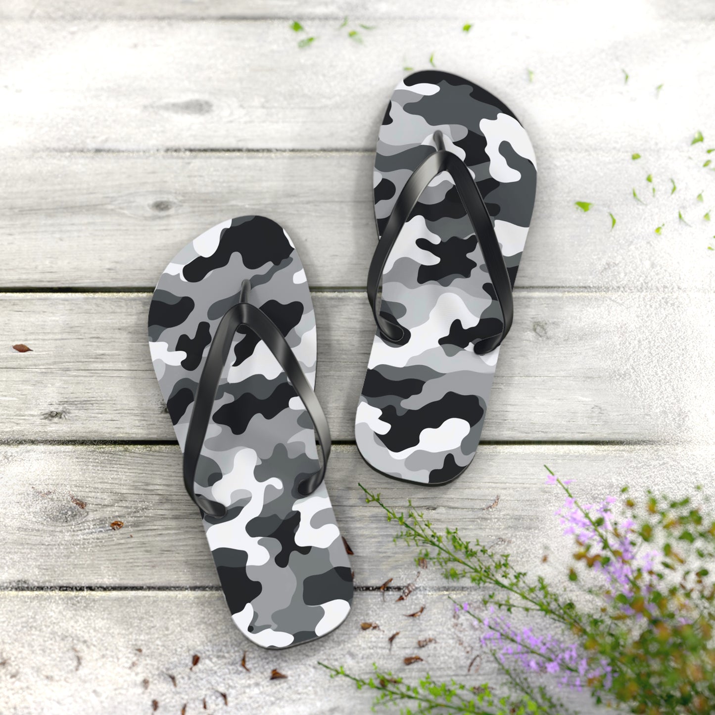 White Camo Flip Flops