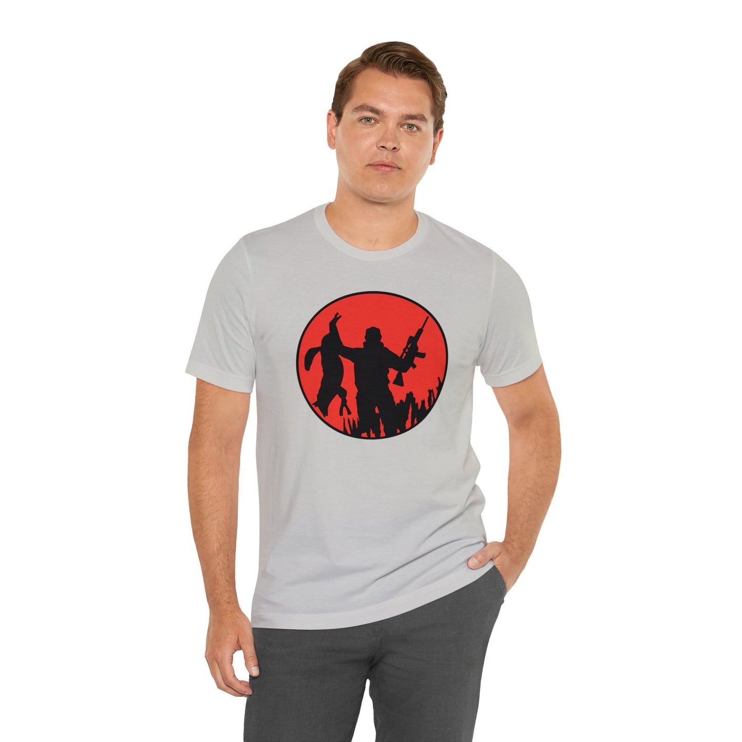 Coyote Hunter Holding Coyote Red Circle T-Shirt