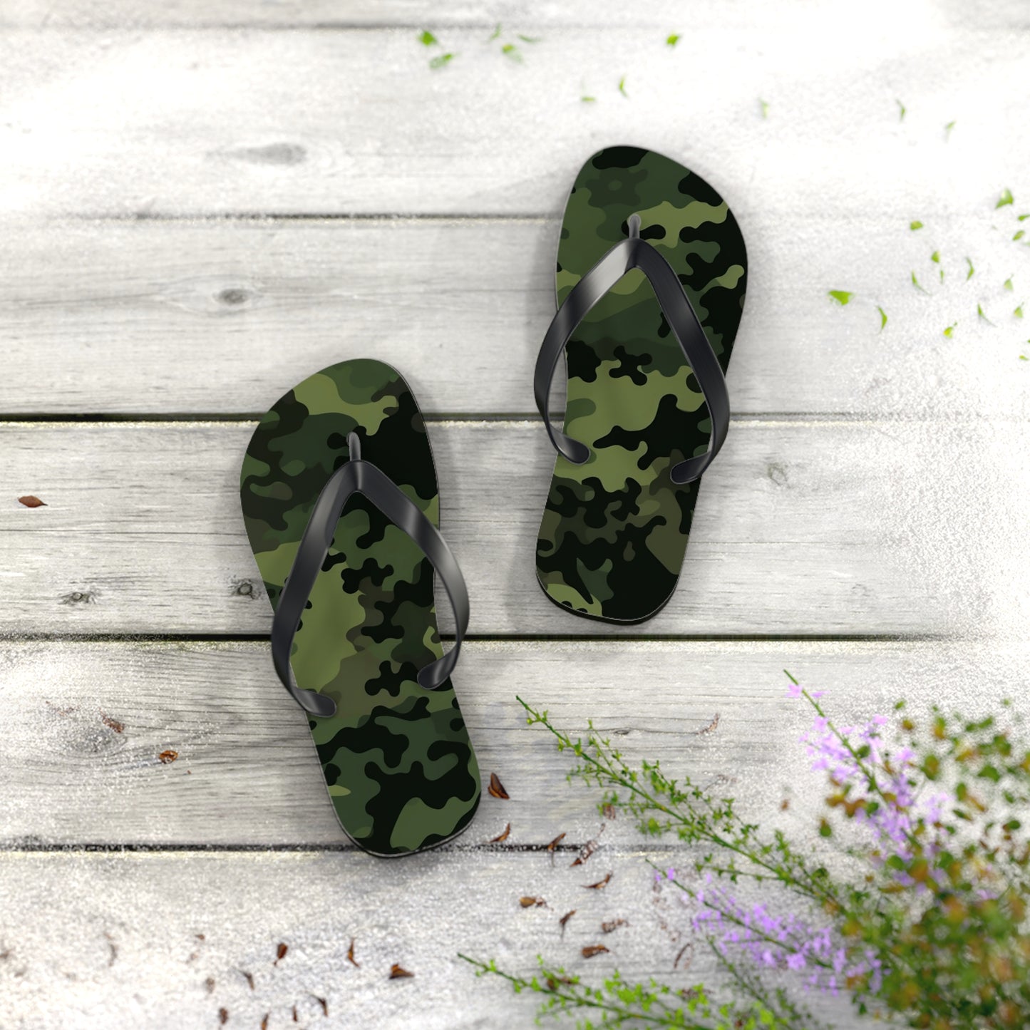 Green Camo Flip Flops