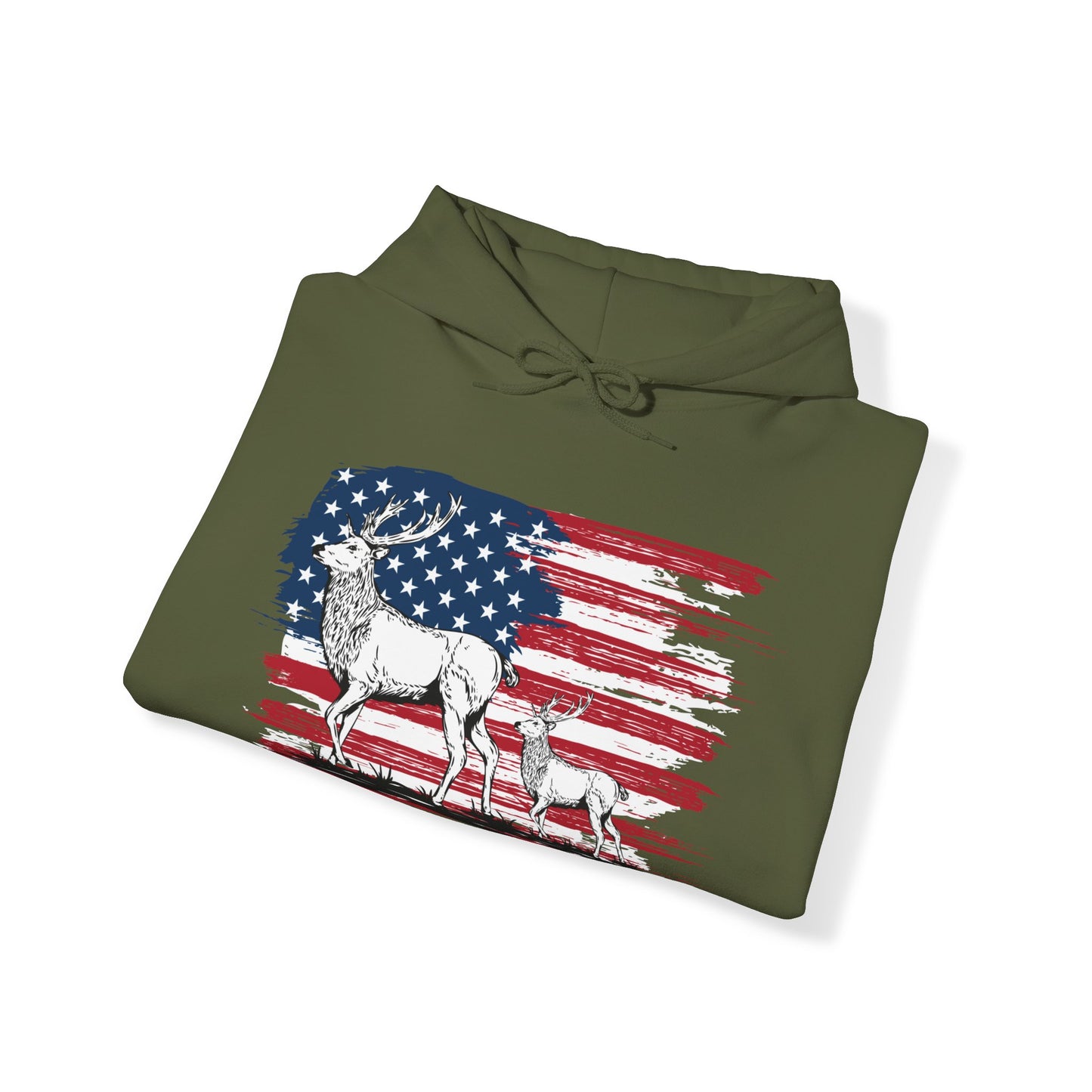 Elk American Flag Hooded Sweatshirt