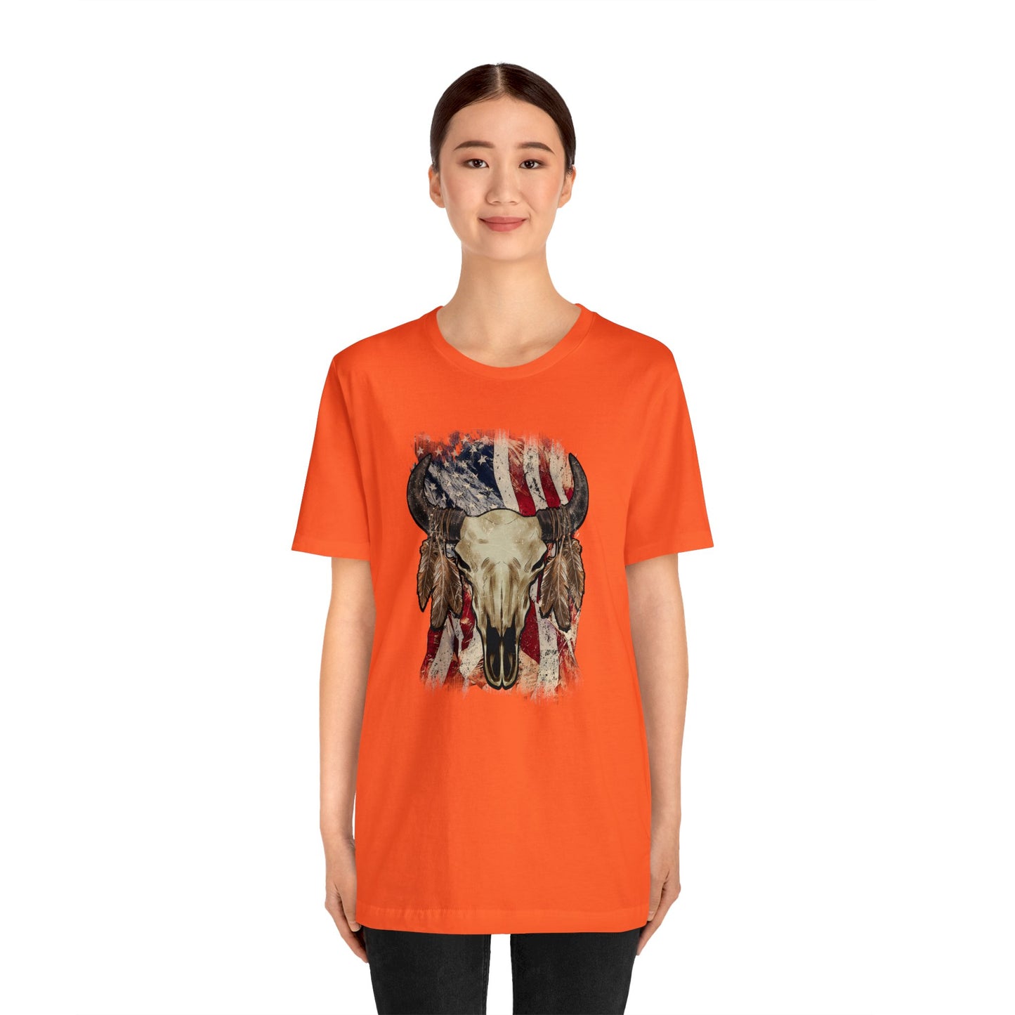 Bison Head American Flag T-Shirt