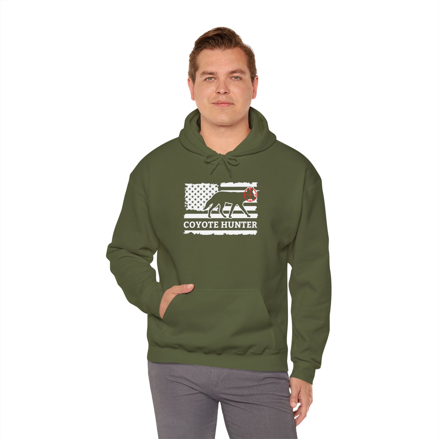 American Flag Coyote Hunter Hooded Sweatshirt