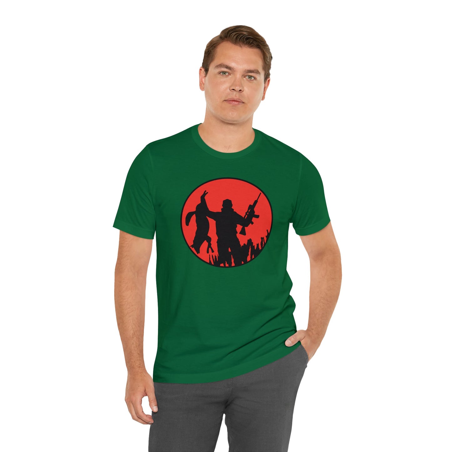 Coyote Hunter Holding Coyote Red Circle T-Shirt