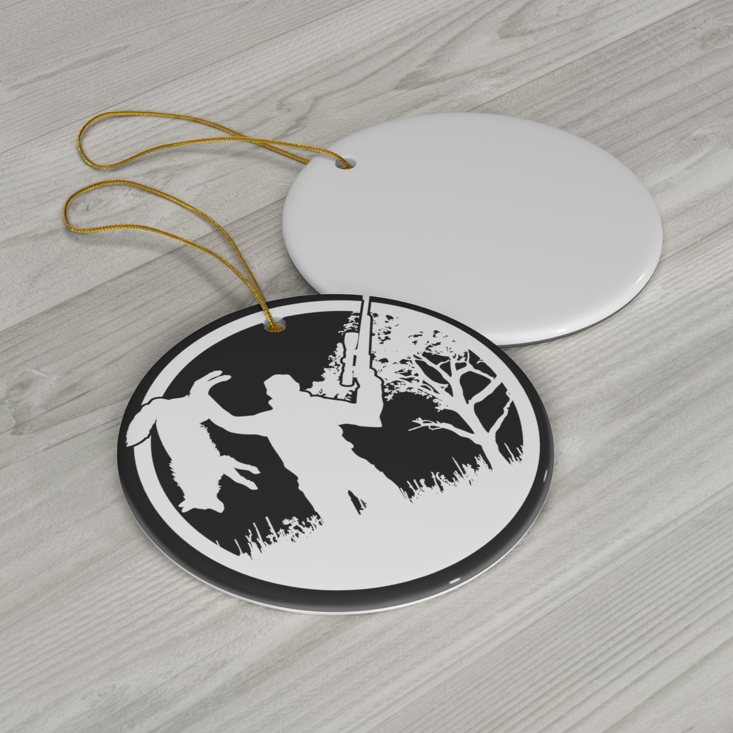 Coyote Hunter Ceramic Christmas Ornament