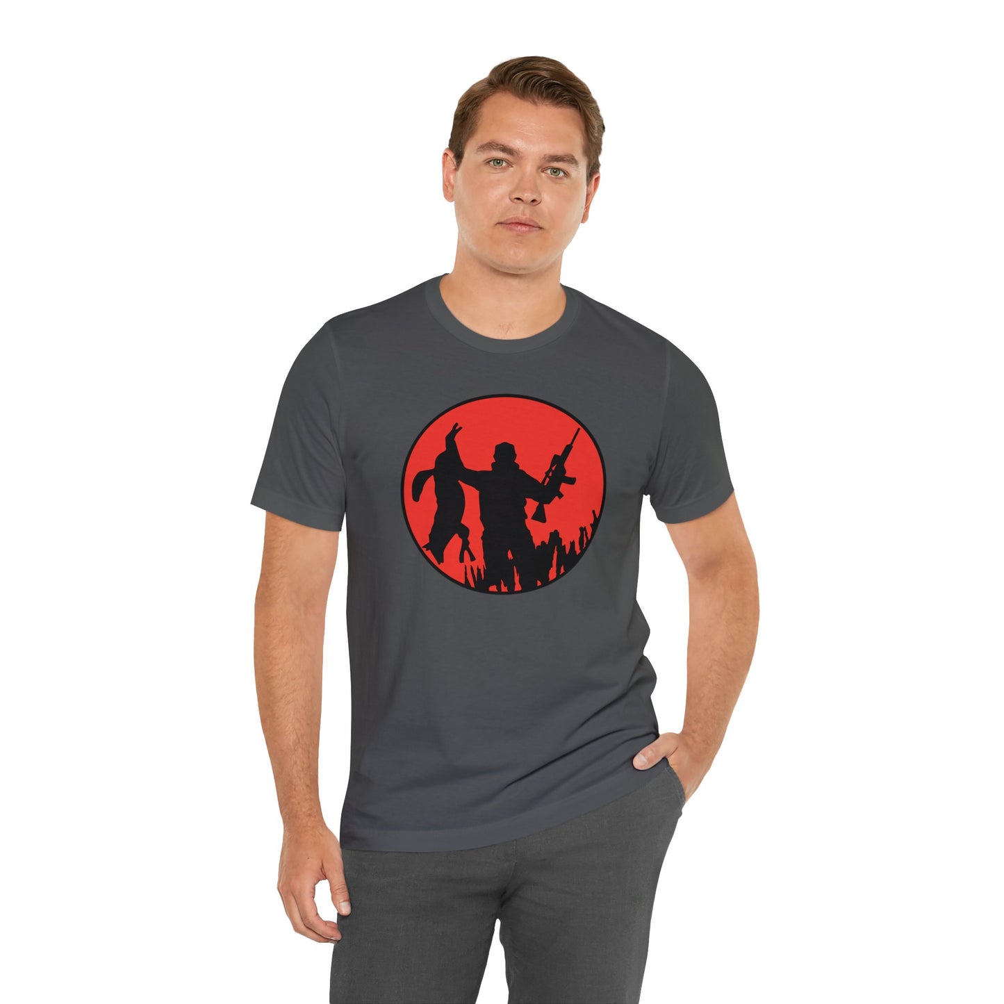 Coyote Hunter Holding Coyote Red Circle T-Shirt