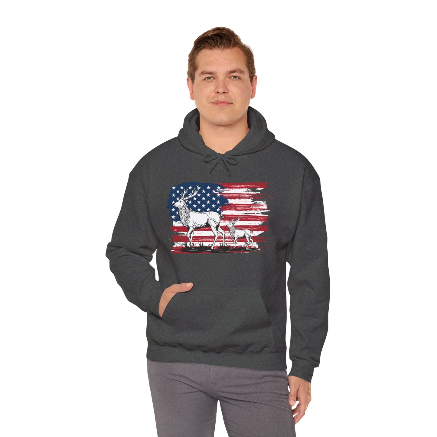Elk American Flag Hooded Sweatshirt