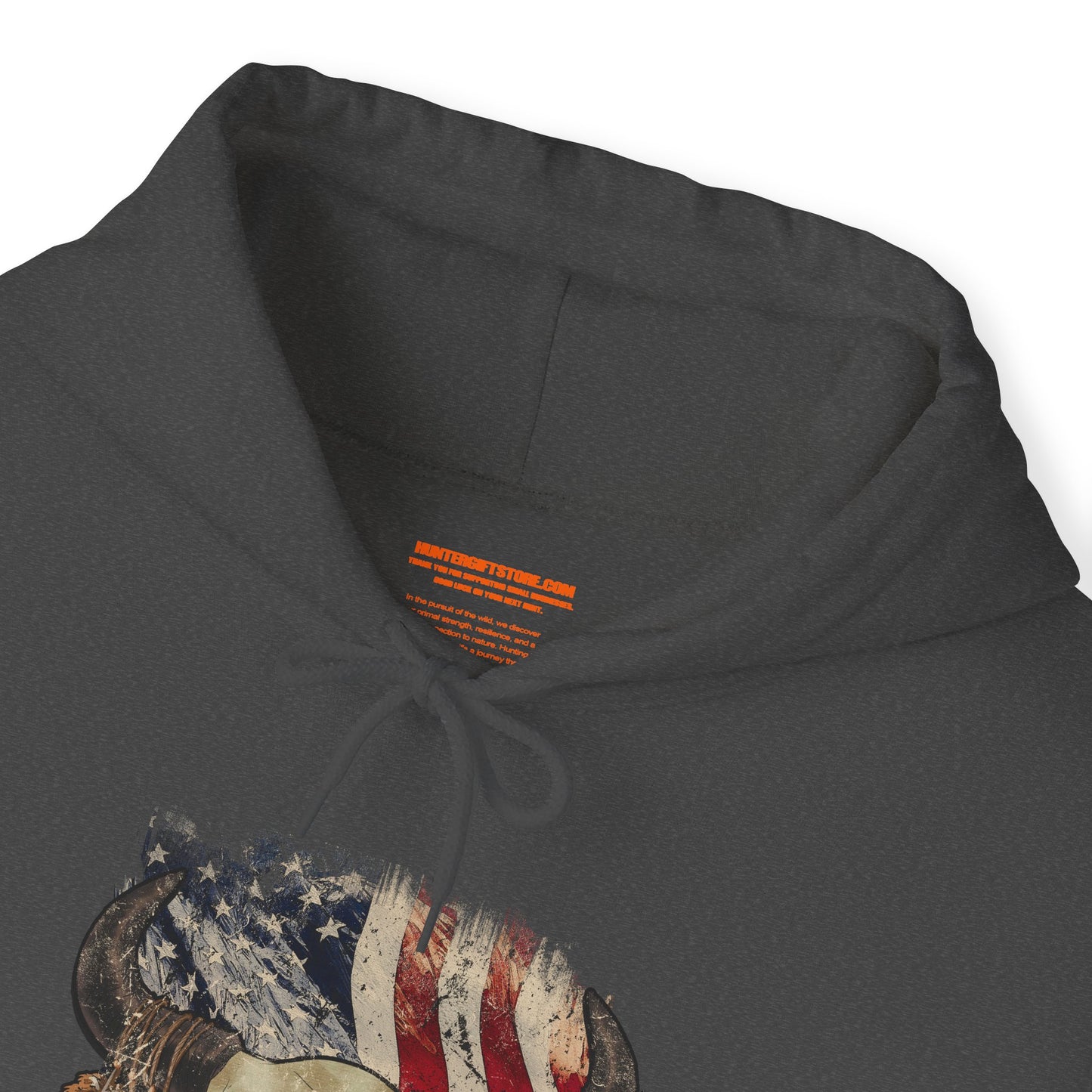 Bison Head American Flag Hooded Sweatshirt