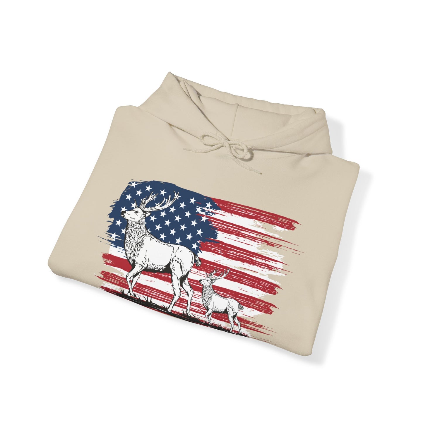 Elk American Flag Hooded Sweatshirt