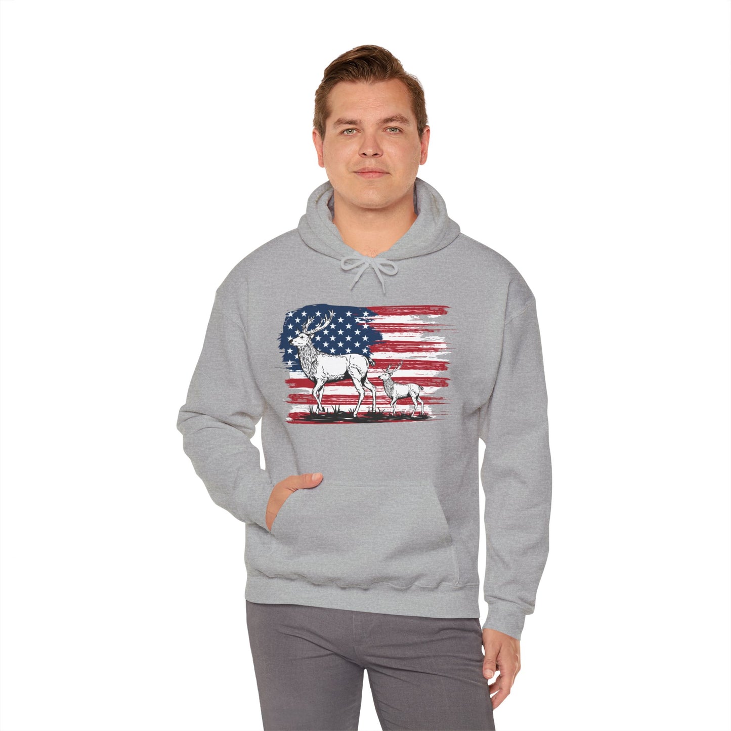 Elk American Flag Hooded Sweatshirt