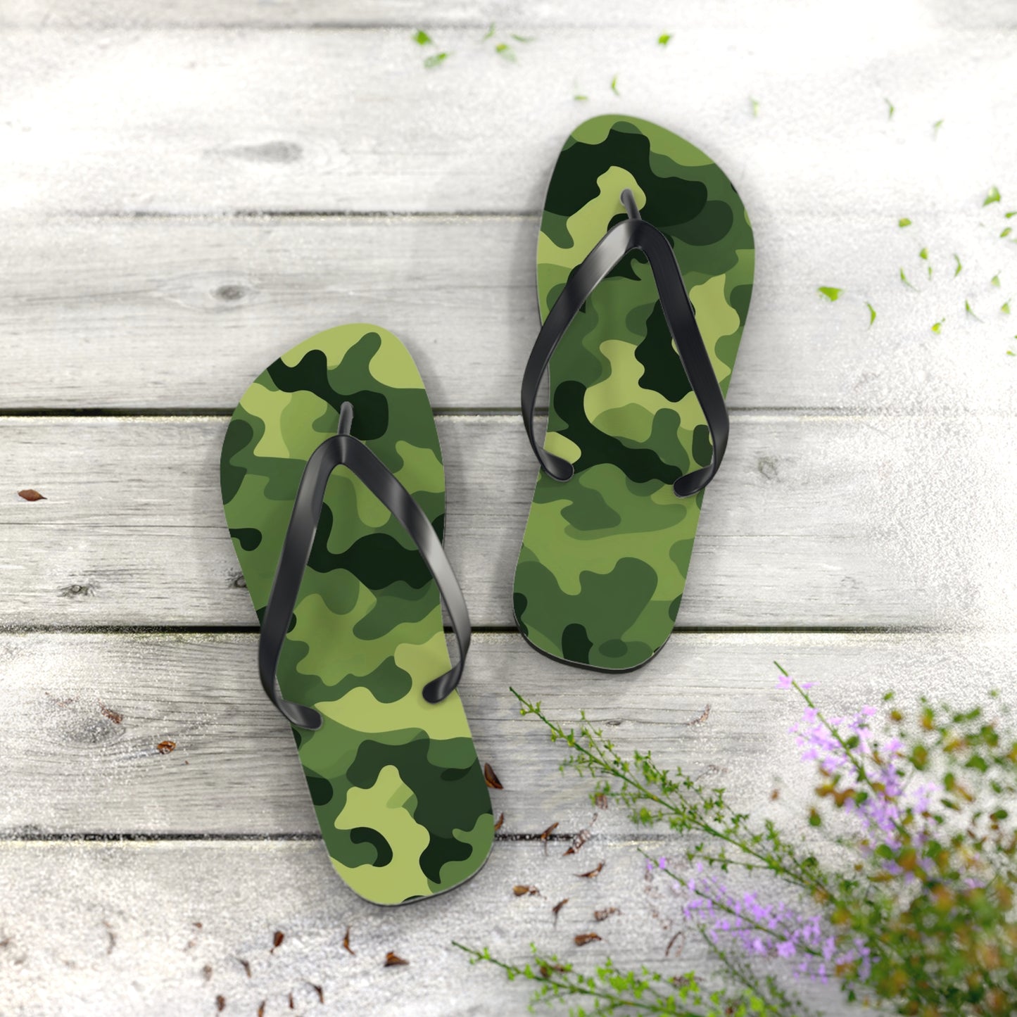 Light Green Camo Flip Flops