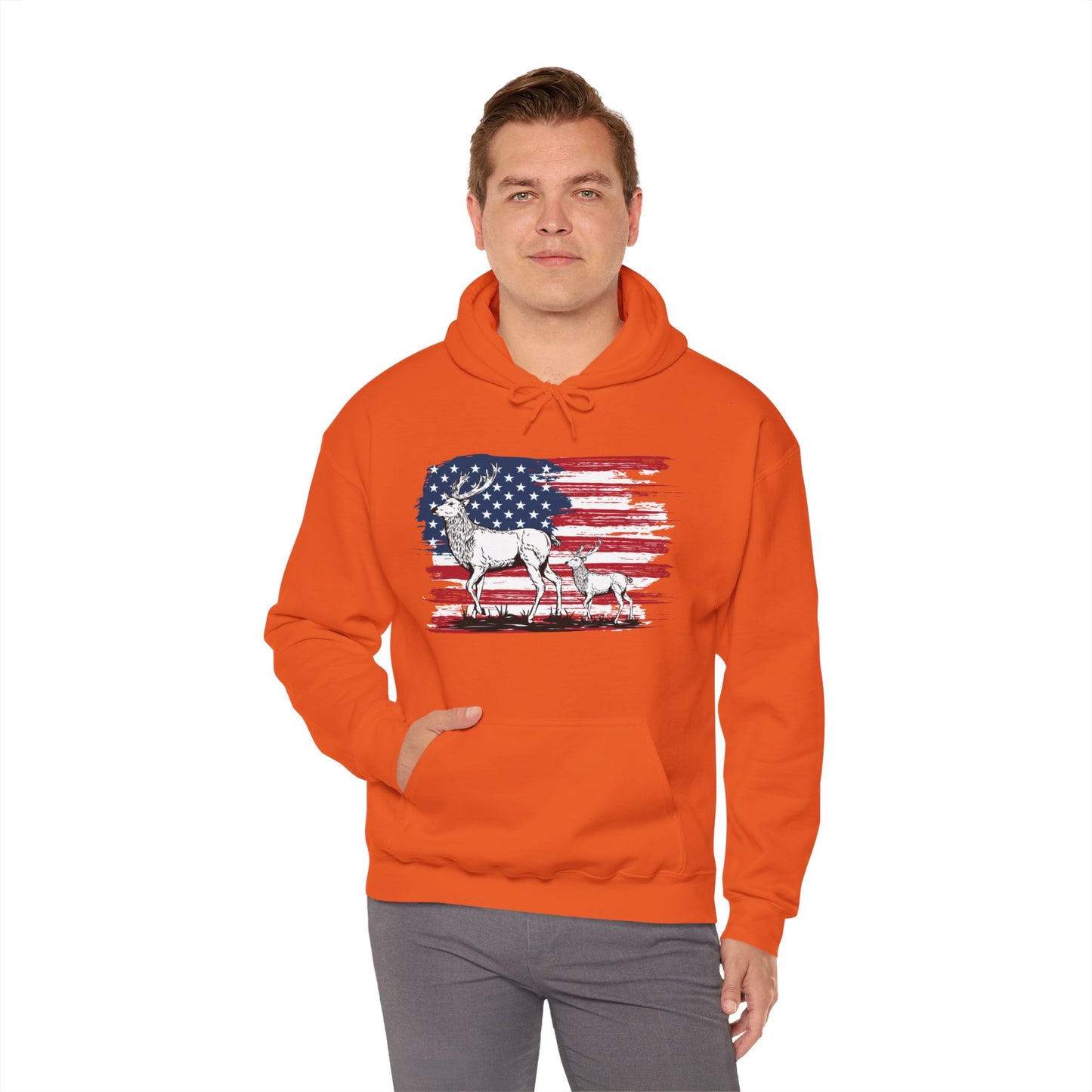 Elk American Flag Hooded Sweatshirt