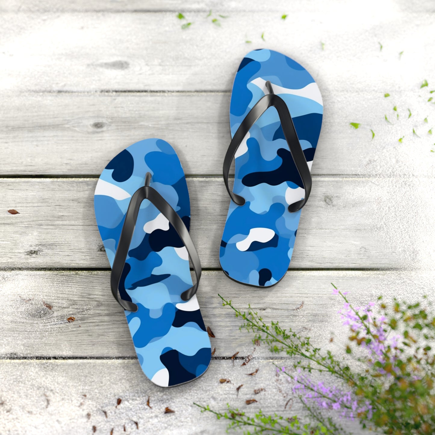 Blue Camo Flip Flops