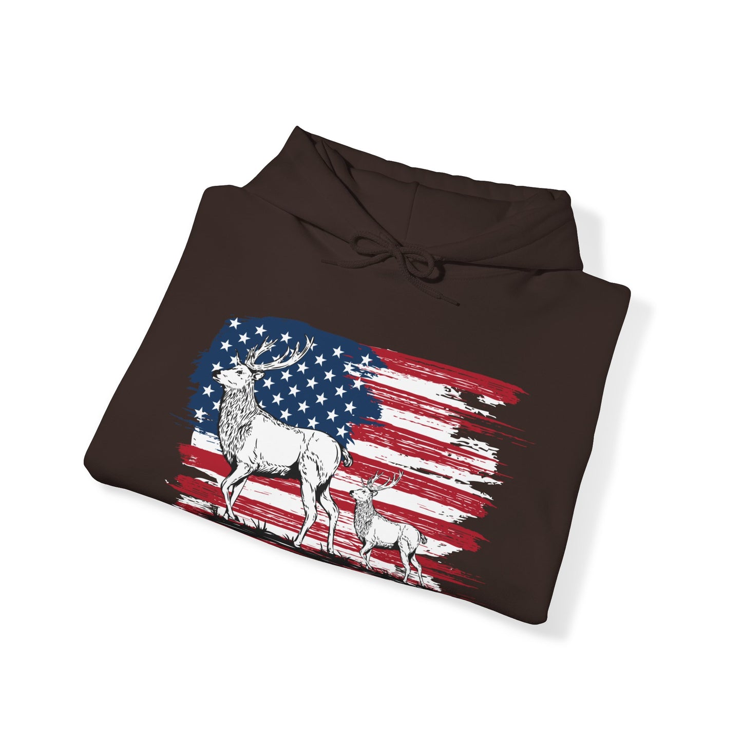 Elk American Flag Hooded Sweatshirt
