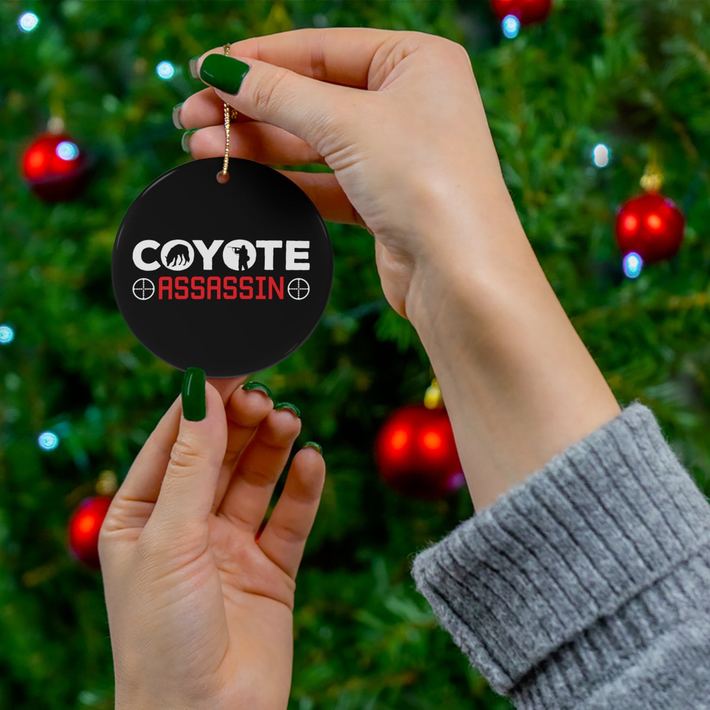 Coyote Assassin Ceramic Christmas Ornament