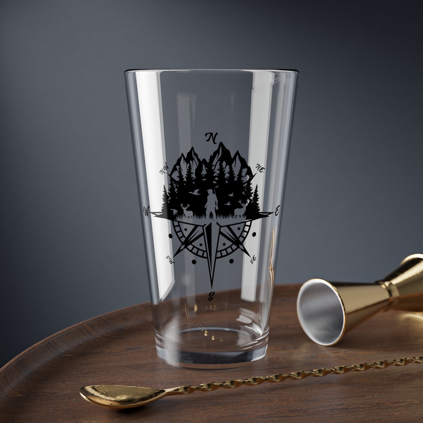 Hunting Compass Pint Glass