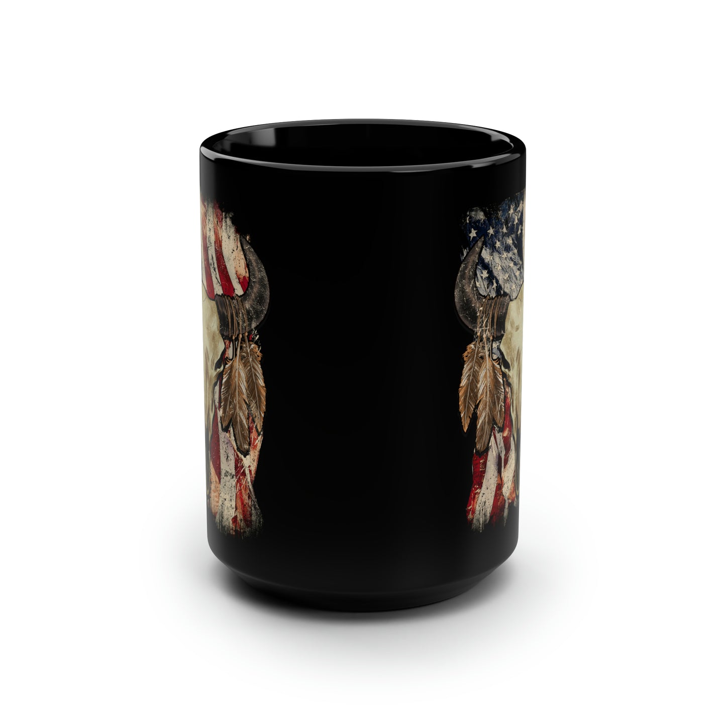 Bison Head American Flag Hunting Mug, 15oz