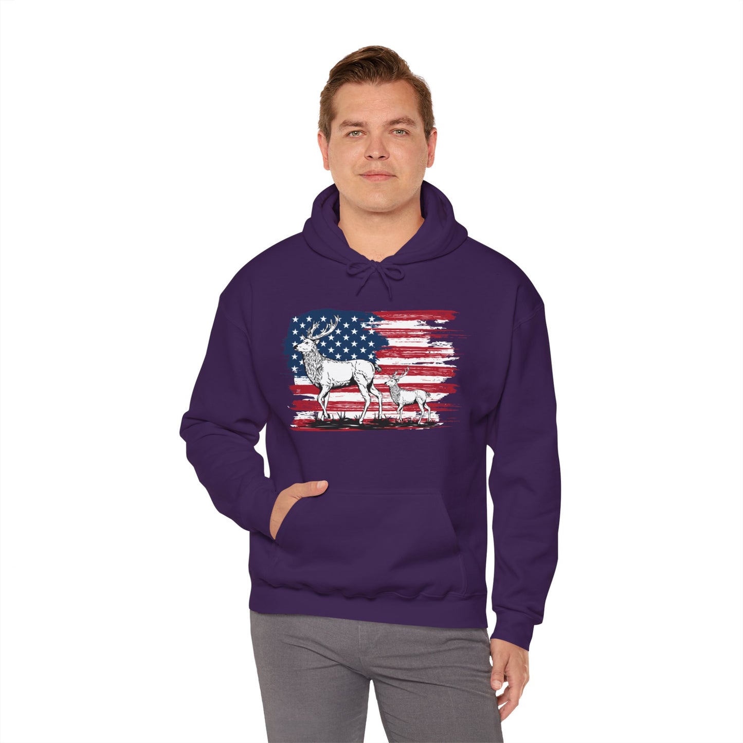 Elk American Flag Hooded Sweatshirt