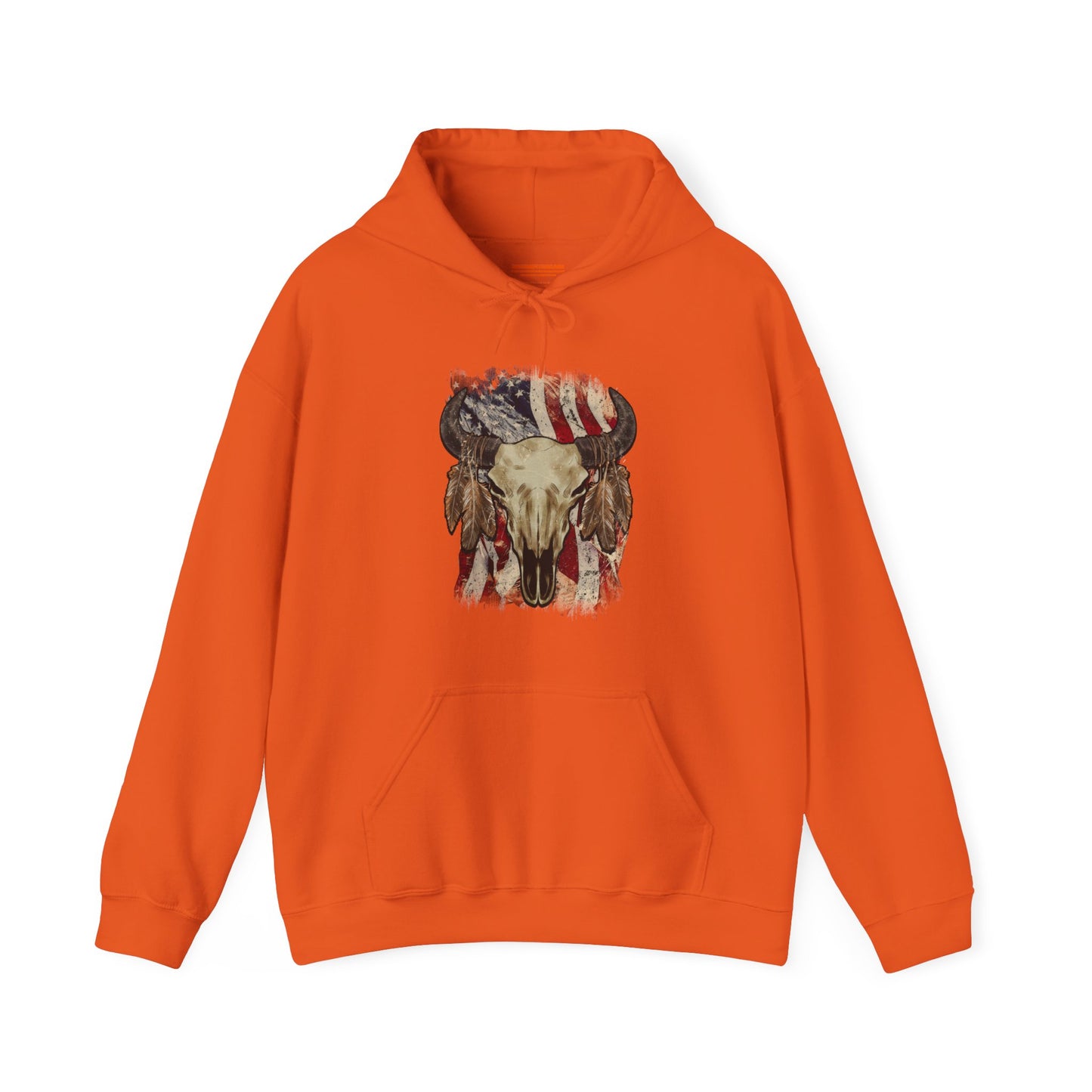Bison Head American Flag Hooded Sweatshirt