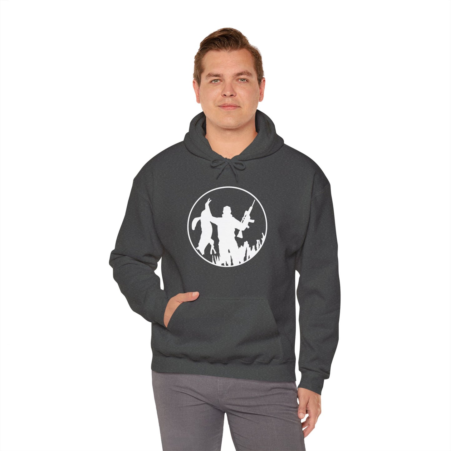 Coyote Hunter Holding Coyote Circle Hooded Sweatshirt