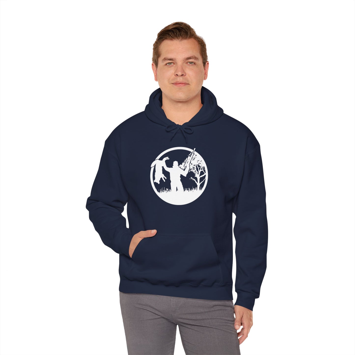 Coyote Hunter Holding Coyote White Circle Hooded Sweatshirt