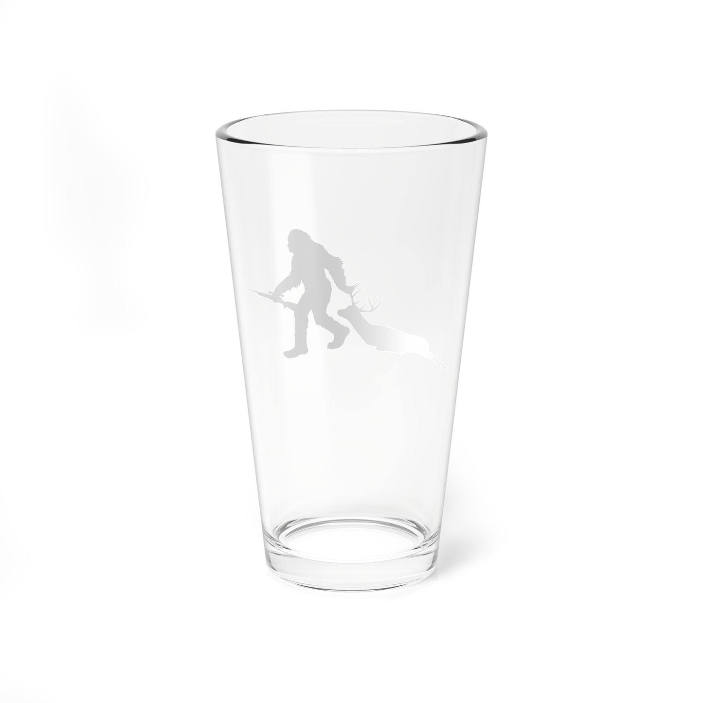 Bigfoot Dragging Deer Pint Glass