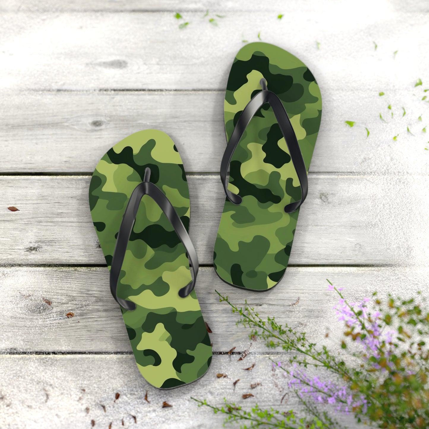 Light Green Camo Flip Flops