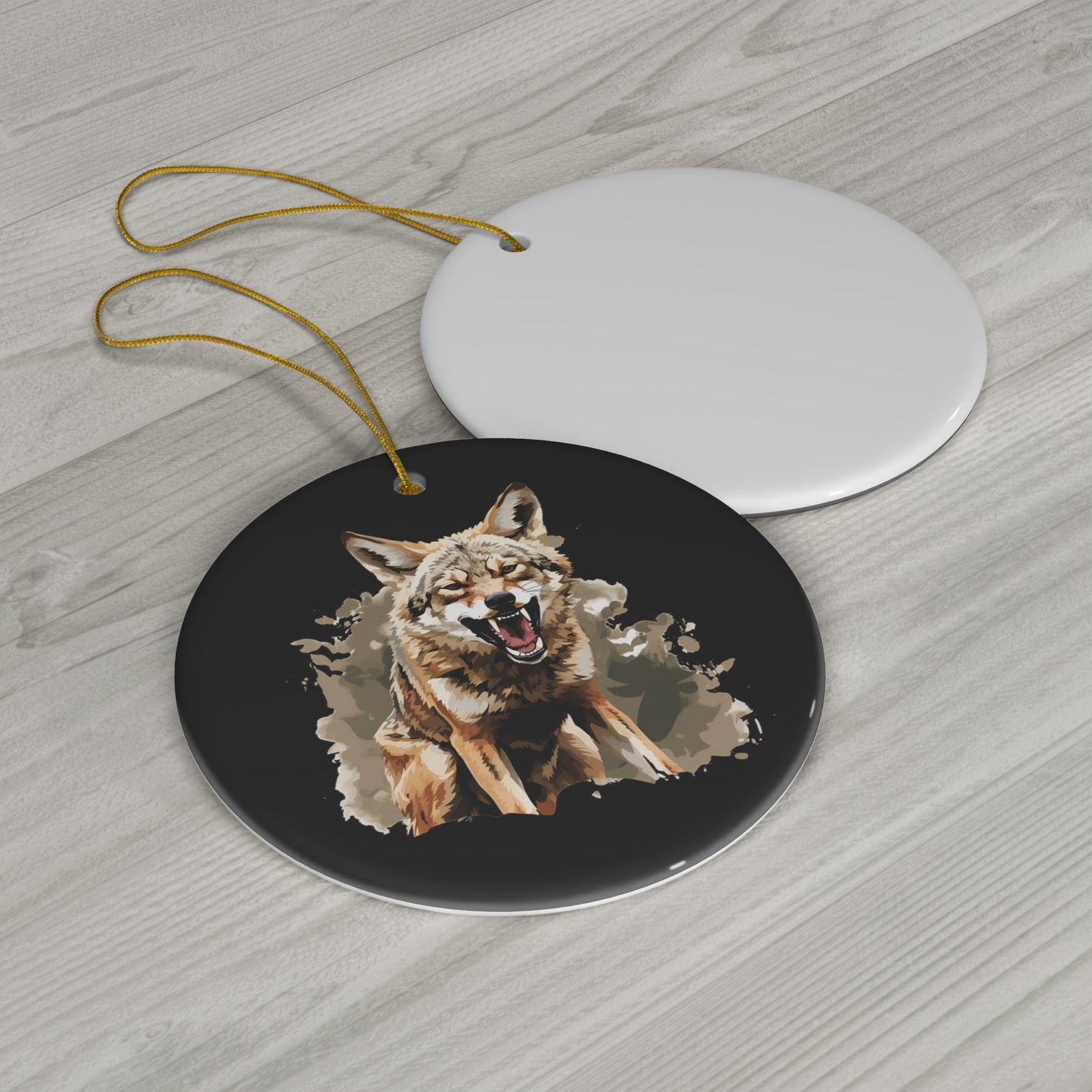 Coyote Ceramic Christmas Ornament