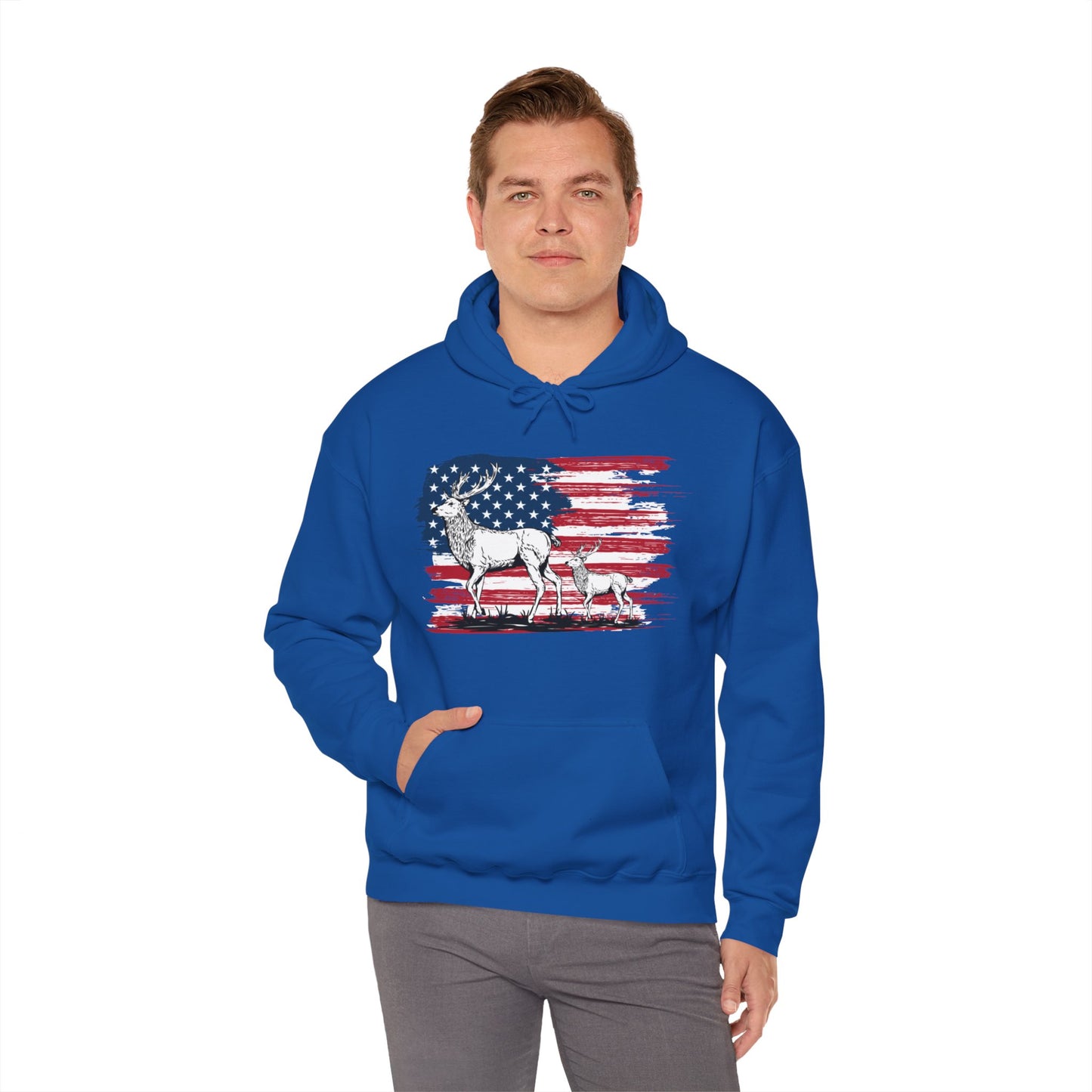 Elk American Flag Hooded Sweatshirt