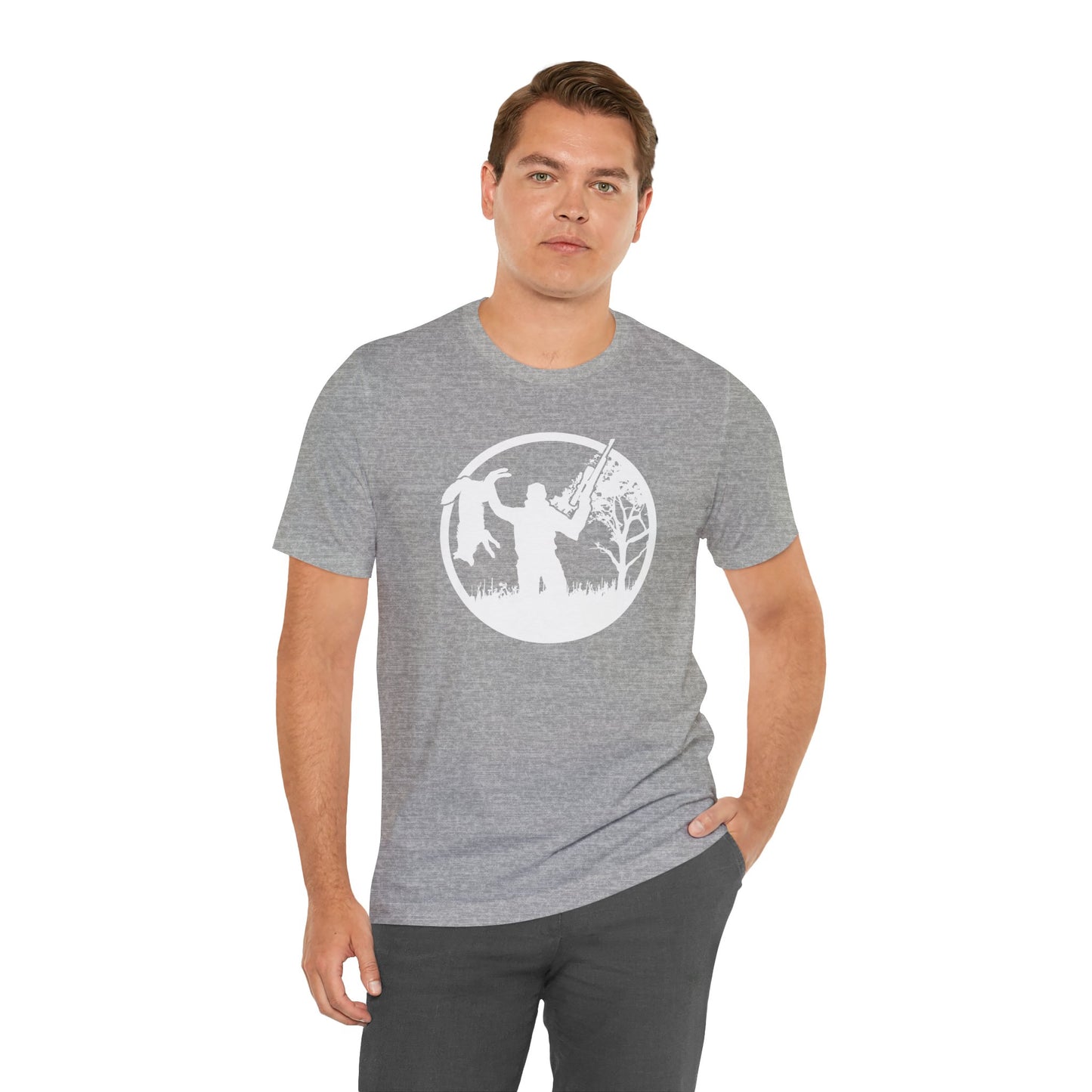 Coyote Hunter Holding Coyote White Circle T-Shirt