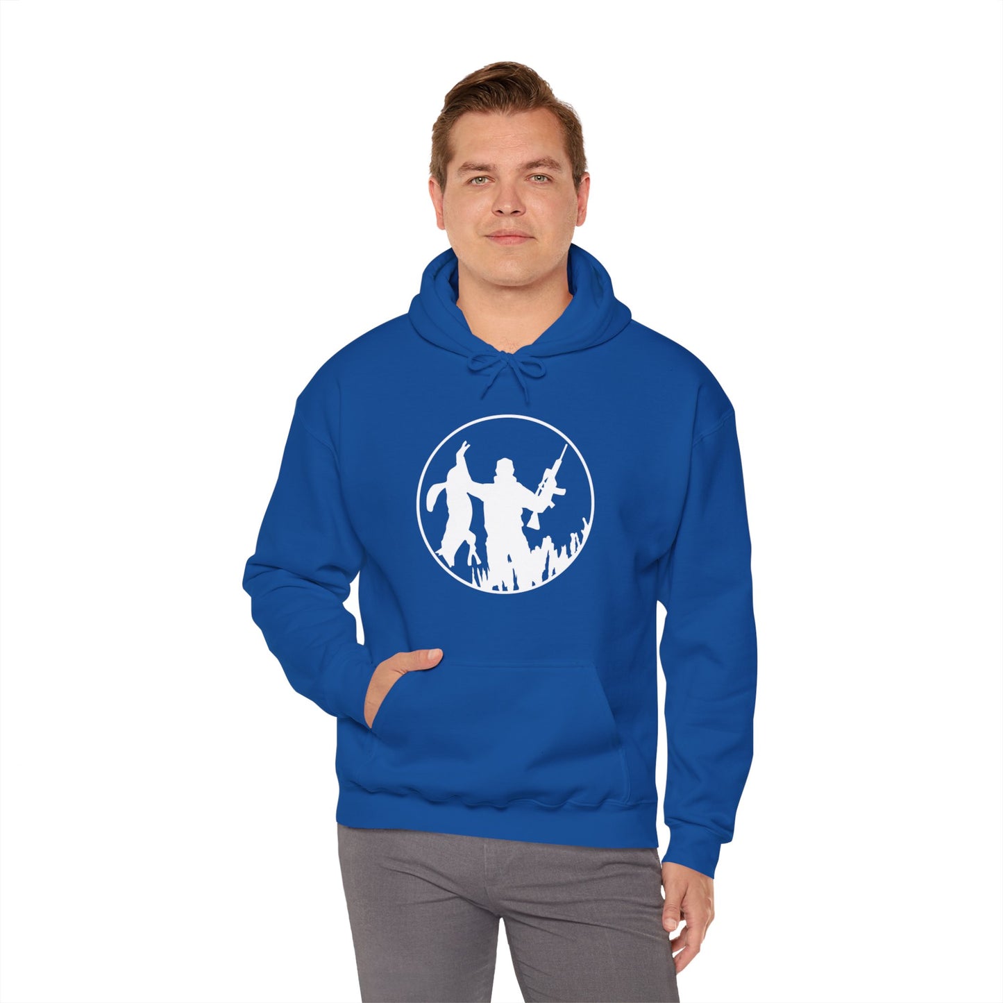 Coyote Hunter Holding Coyote Circle Hooded Sweatshirt
