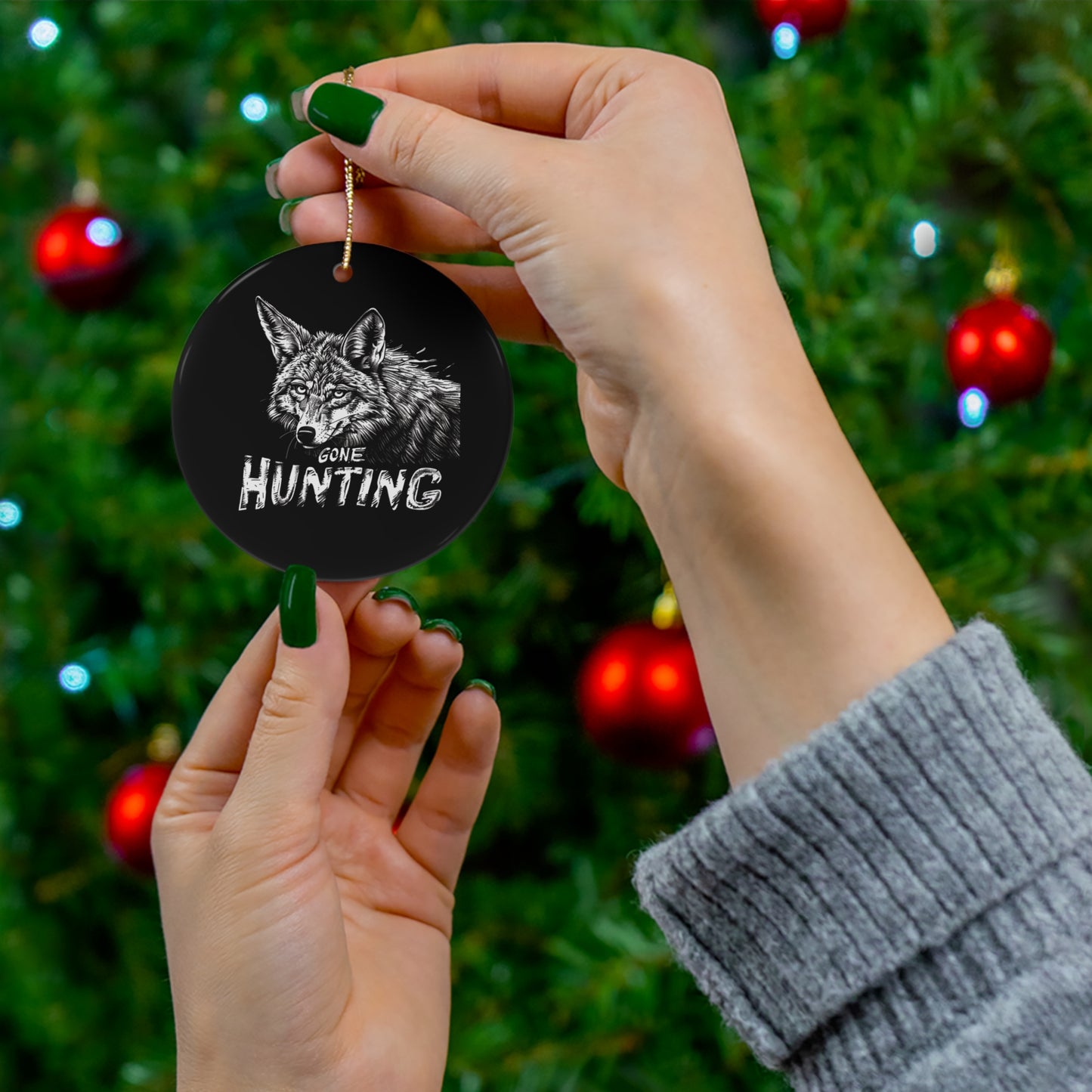 Gone Hunting Ceramic Christmas Ornament