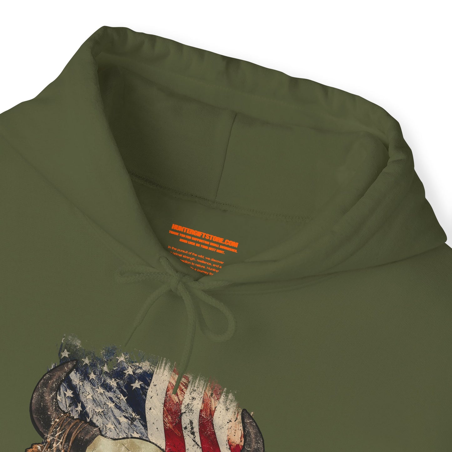 Bison Head American Flag Hooded Sweatshirt