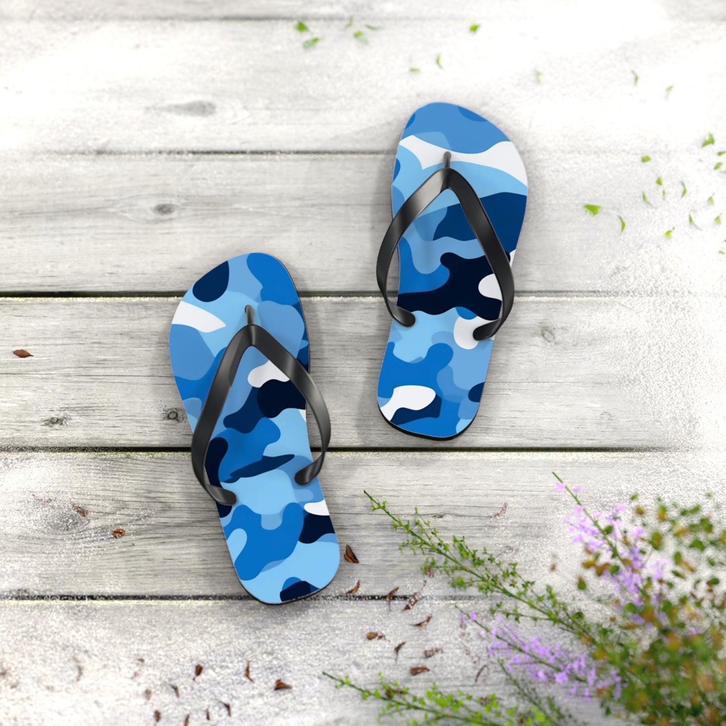 Blue Camo Flip Flops