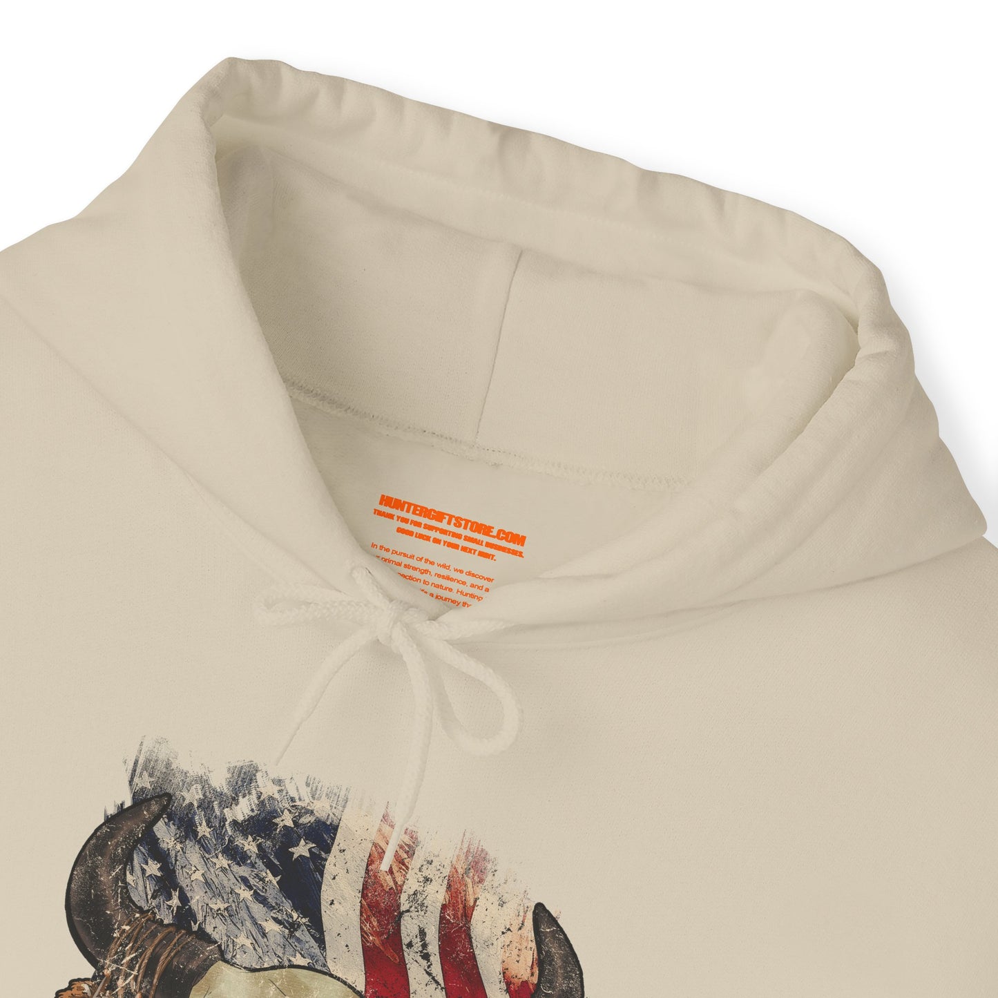 Bison Head American Flag Hooded Sweatshirt