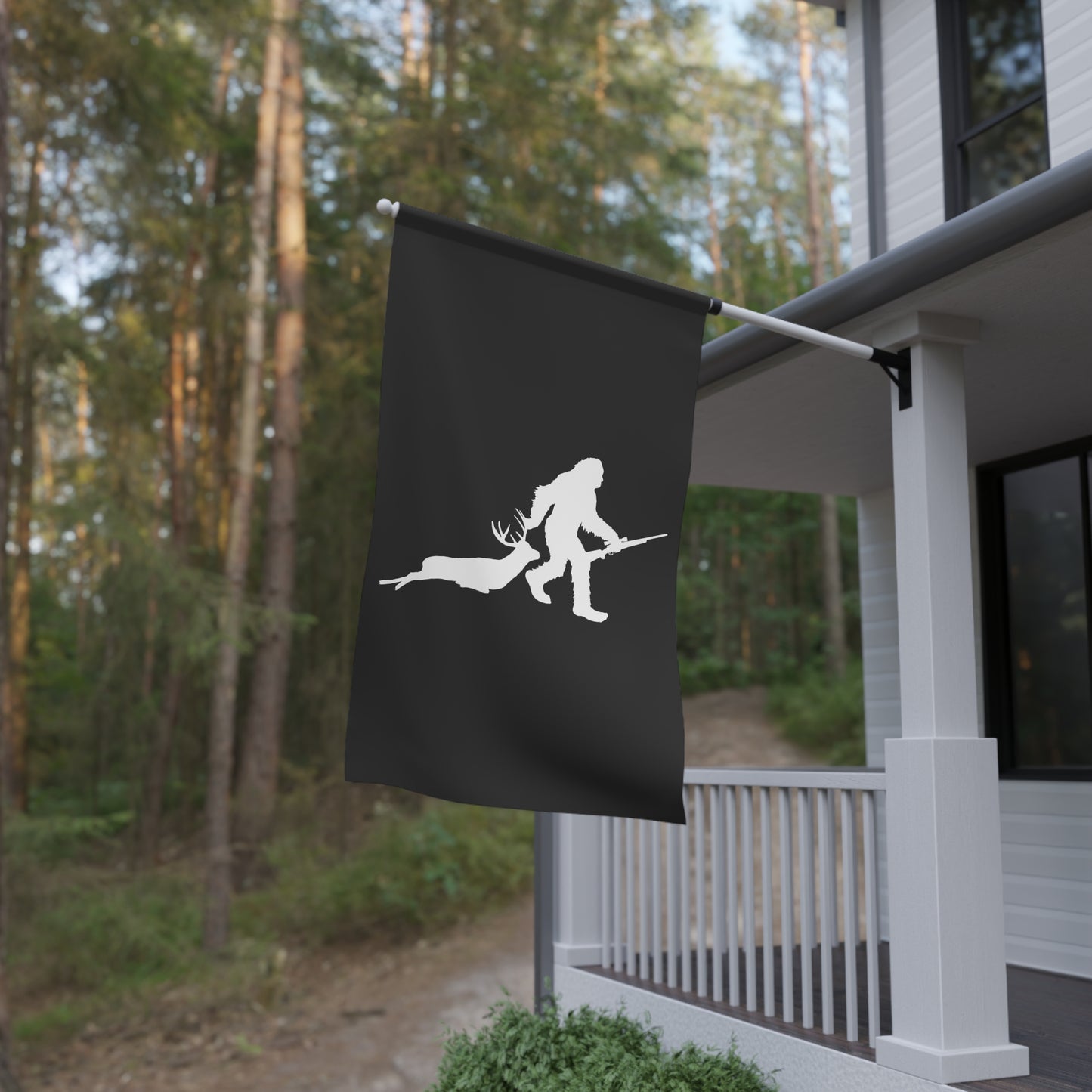 Bigfoot Dragging Deer Flag